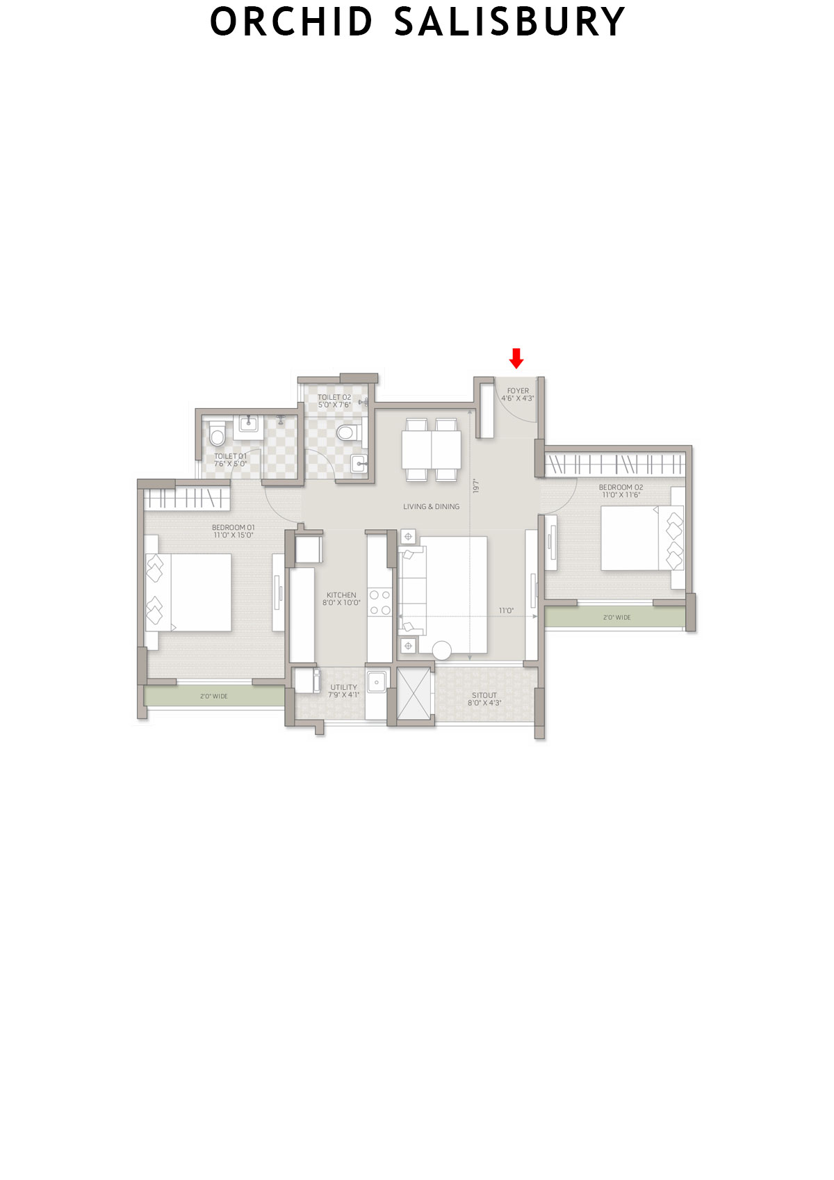 Orchid Salisbury Tower A Unit 3 Floor Plan