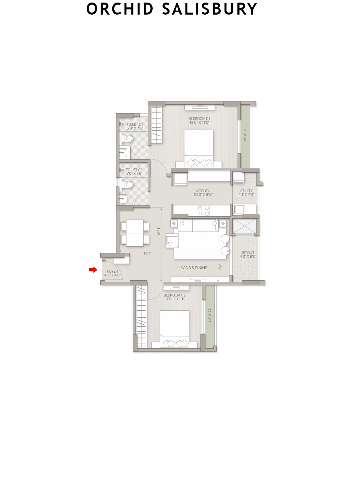 Orchid Salisbury Tower C Unit 1 Floor Plan