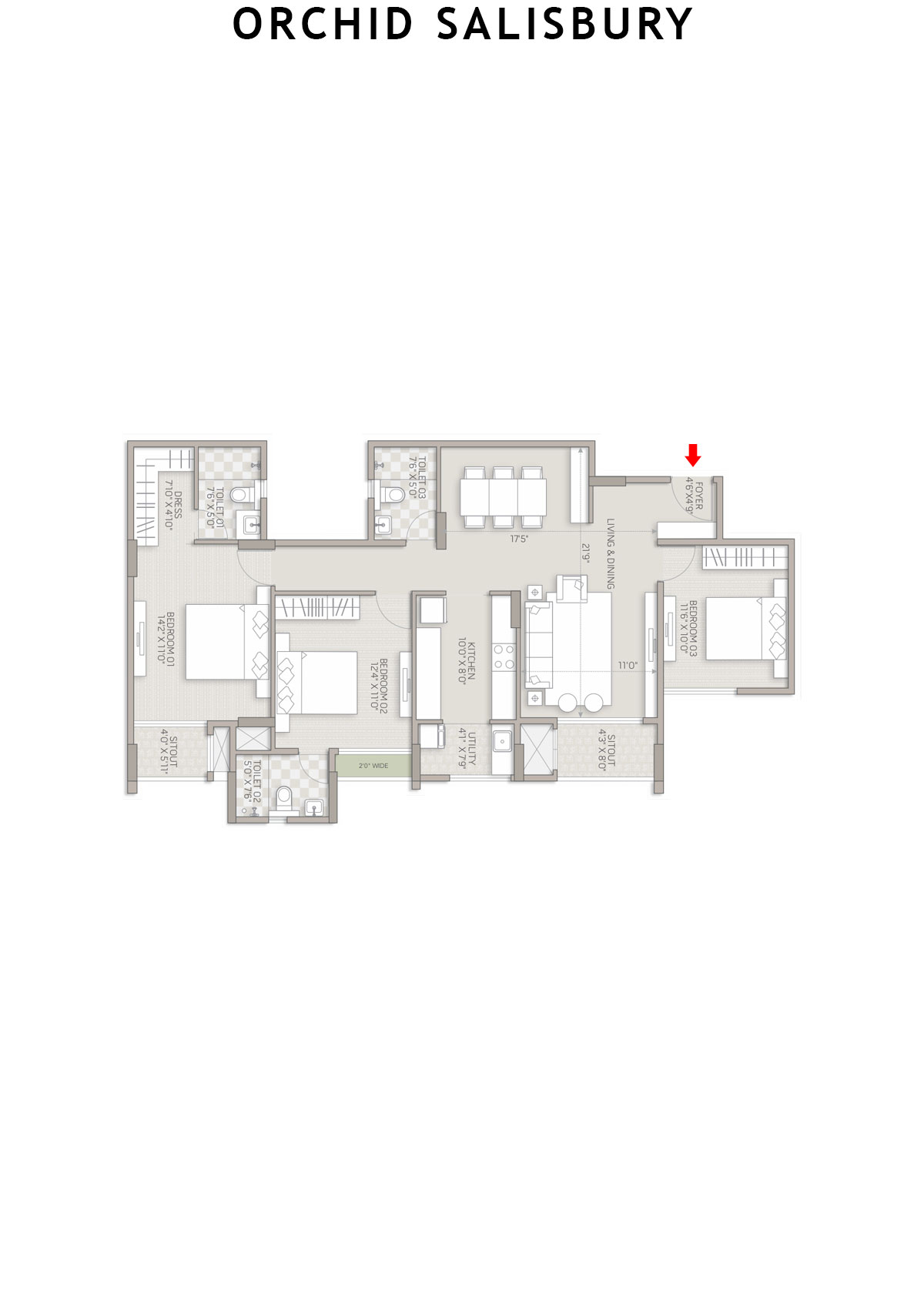 Orchid Salisbury Tower C Unit 4 Floor Plan
