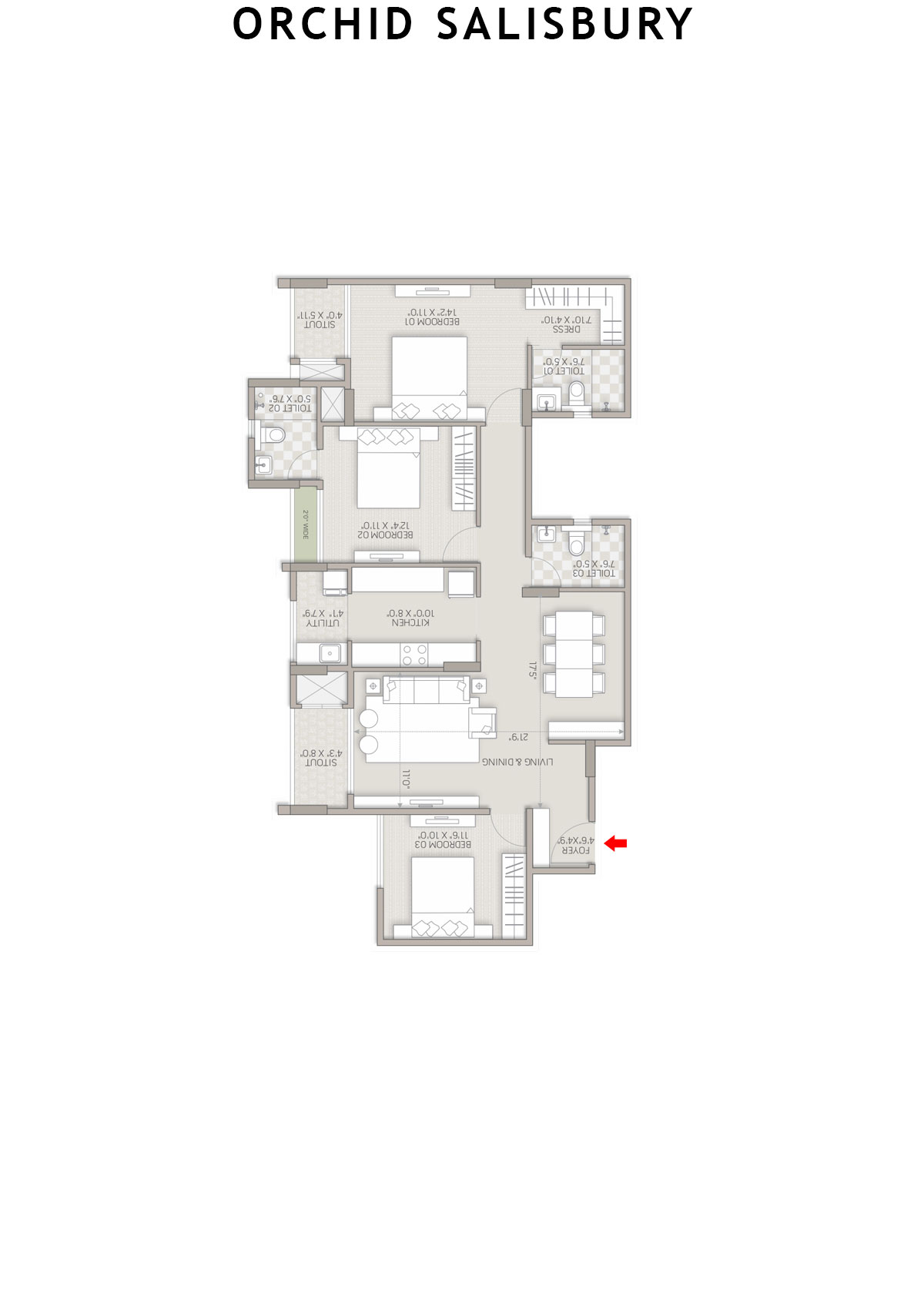 Orchid Salisbury Tower C Unit 6 Floor Plan