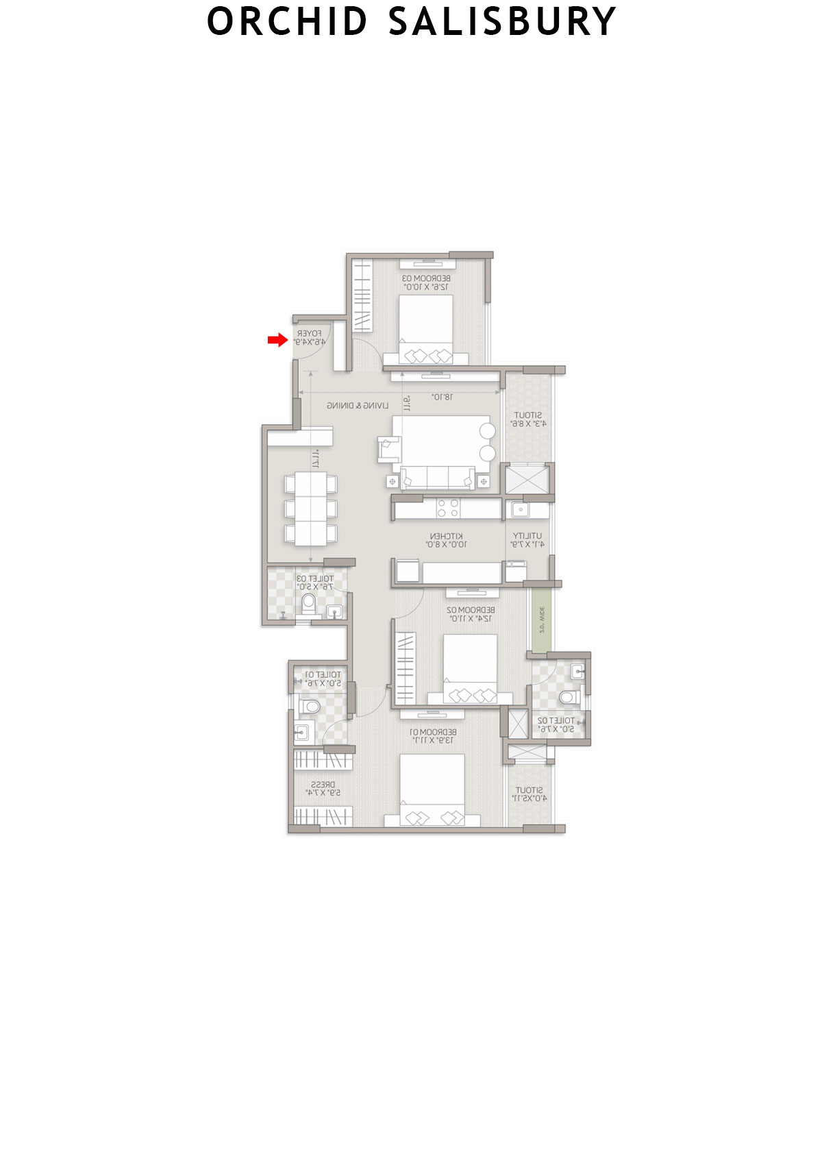 Orchid Salisbury Tower D Unit 3 Floor Plan