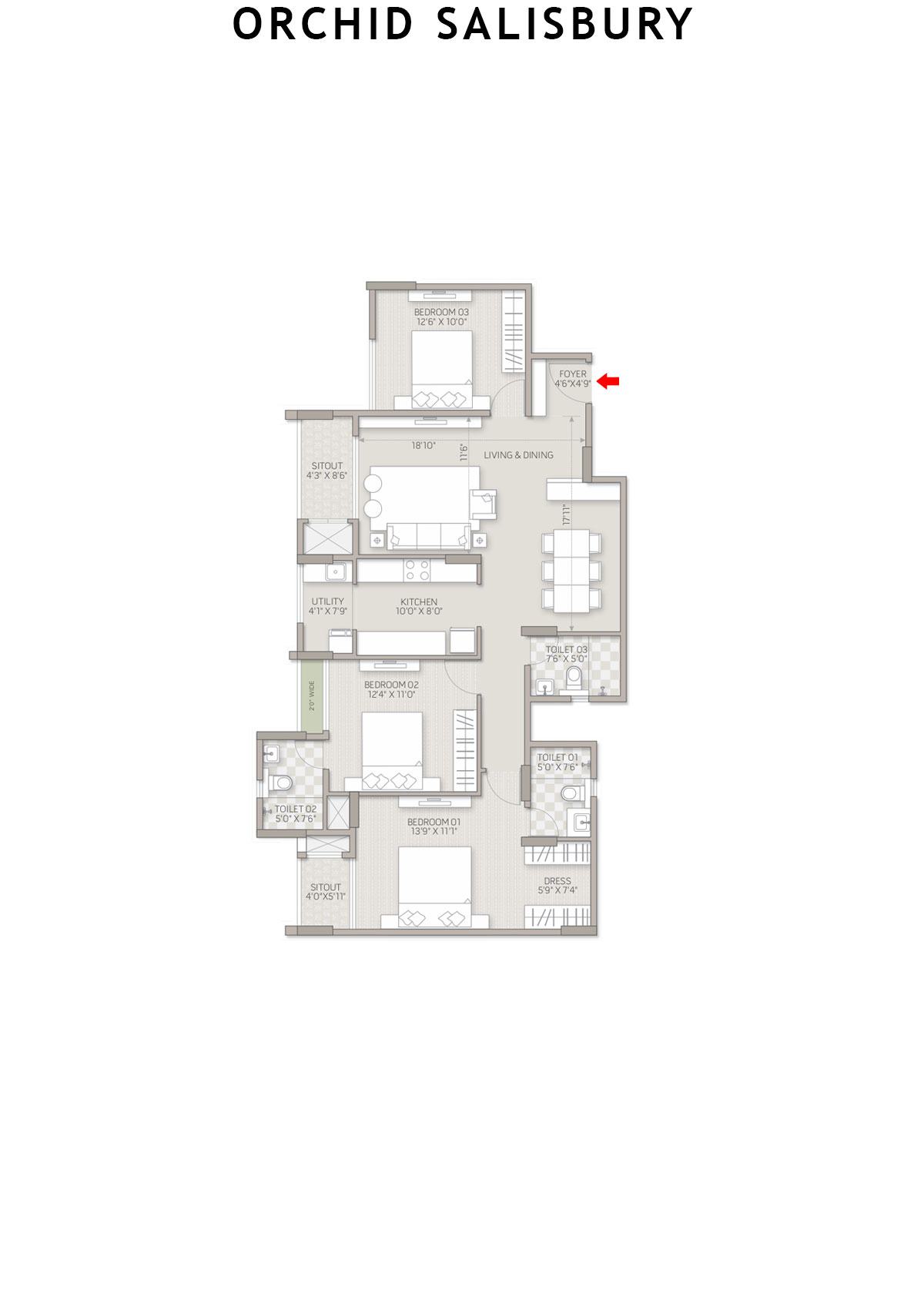 Orchid Salisbury Tower D Unit 4 Floor Plan