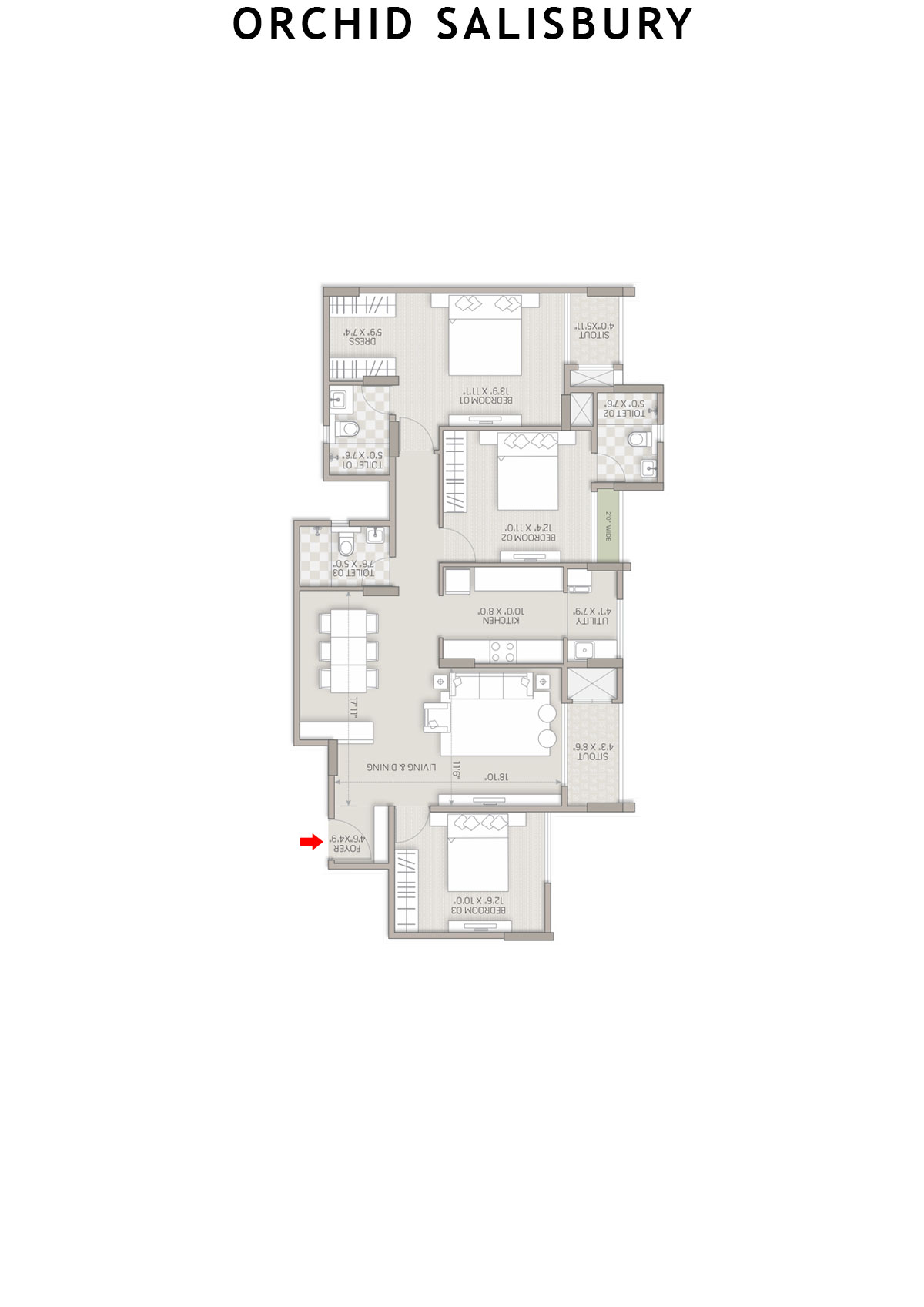 Orchid Salisbury Tower E Unit 7 Floor Plan