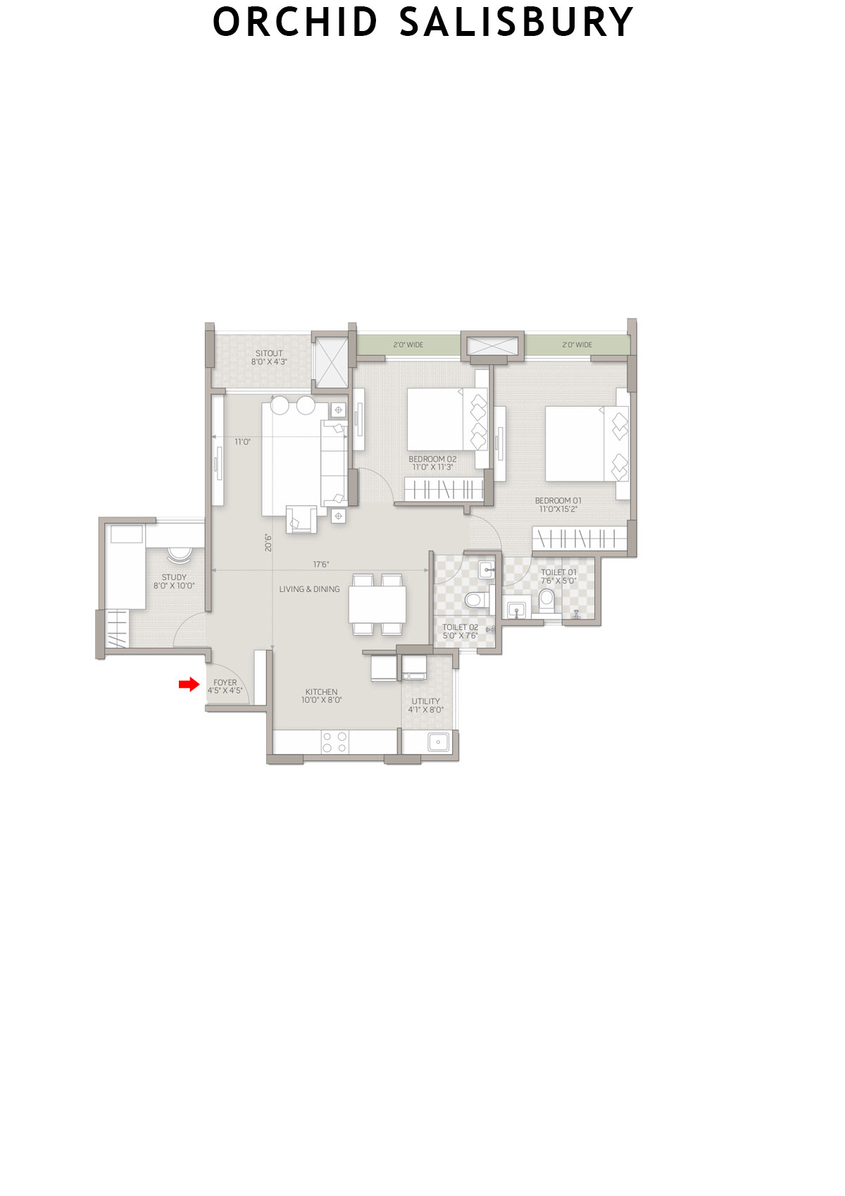 Orchid Salisbury Tower F Unit 1 Floor Plan