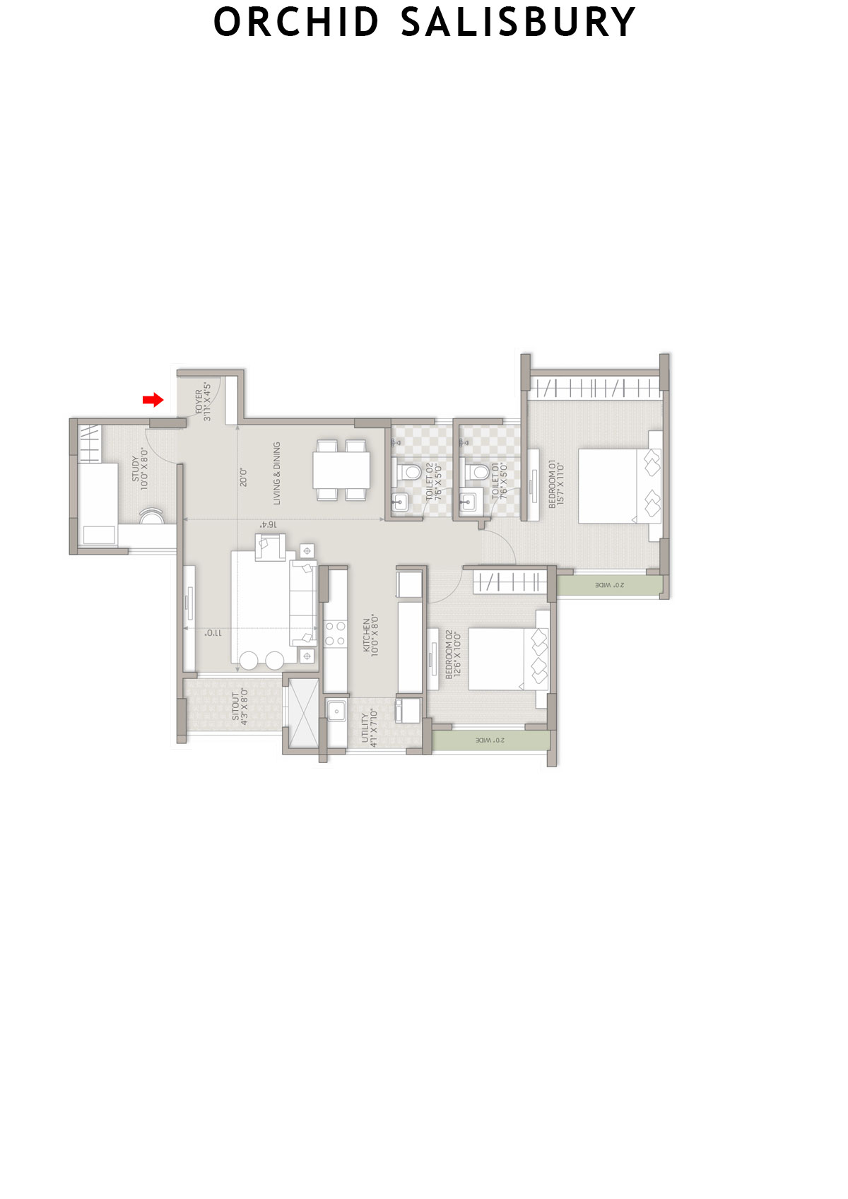 Orchid Salisbury Tower F Unit 2 Floor Plan