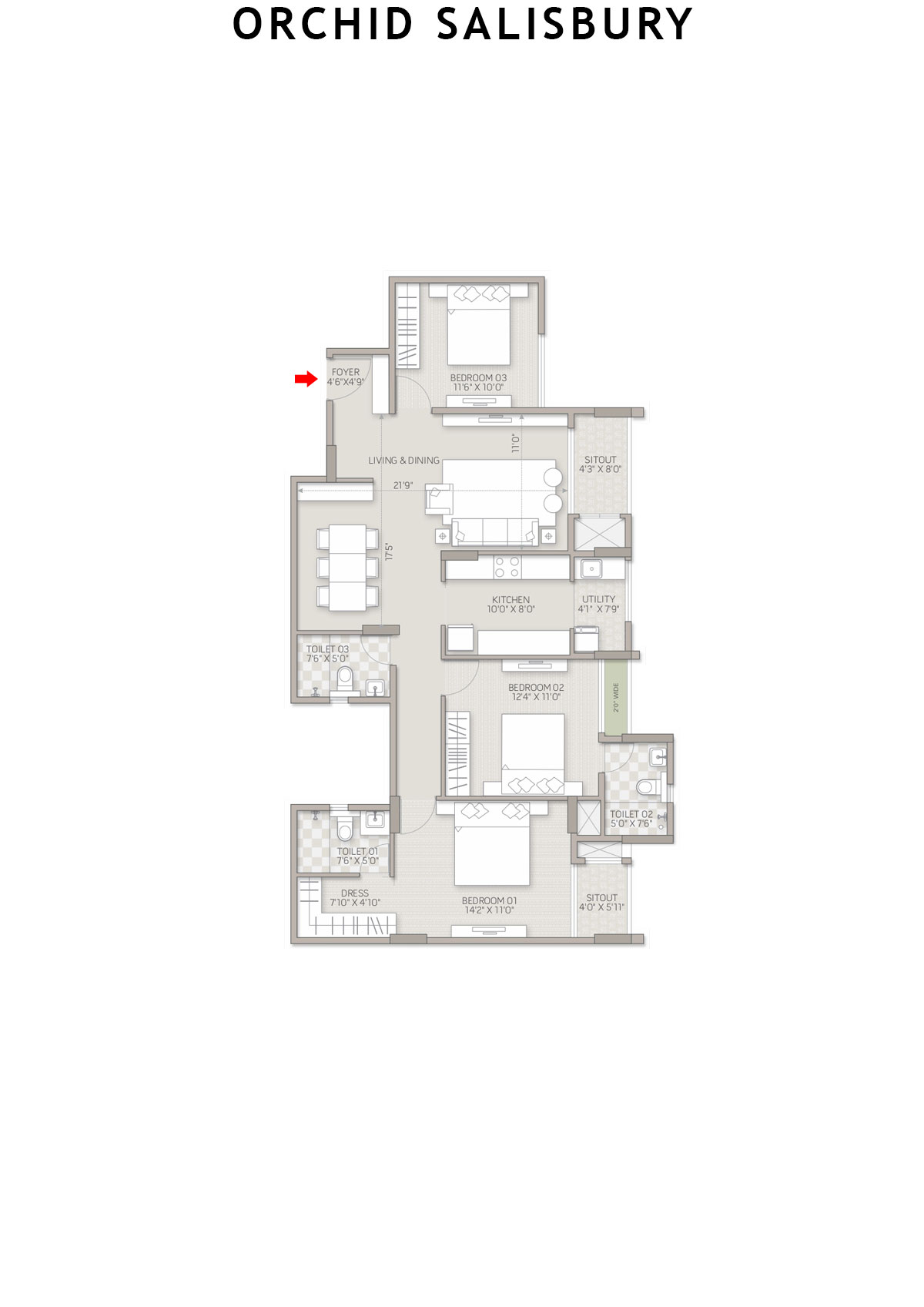 Orchid Salisbury Tower F Unit 3 Floor Plan