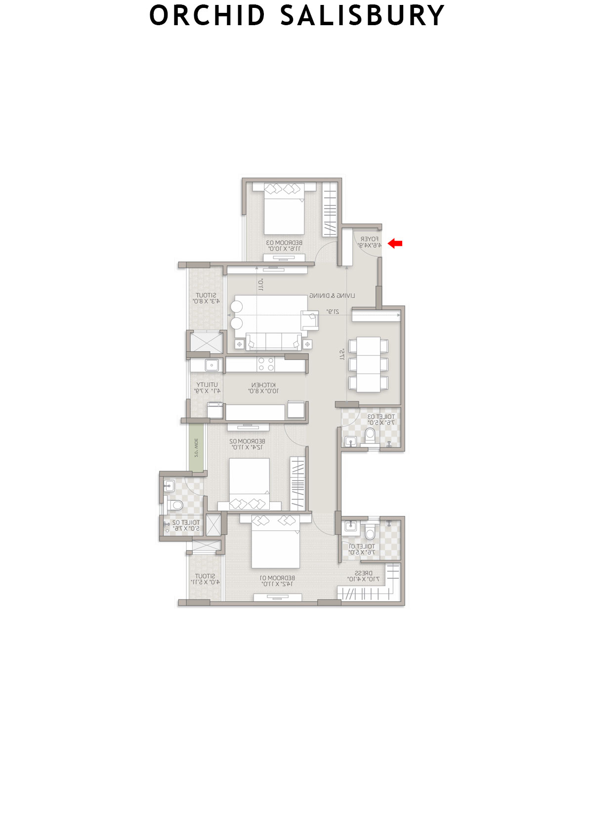 Orchid Salisbury Tower F Unit 4 Floor Plan