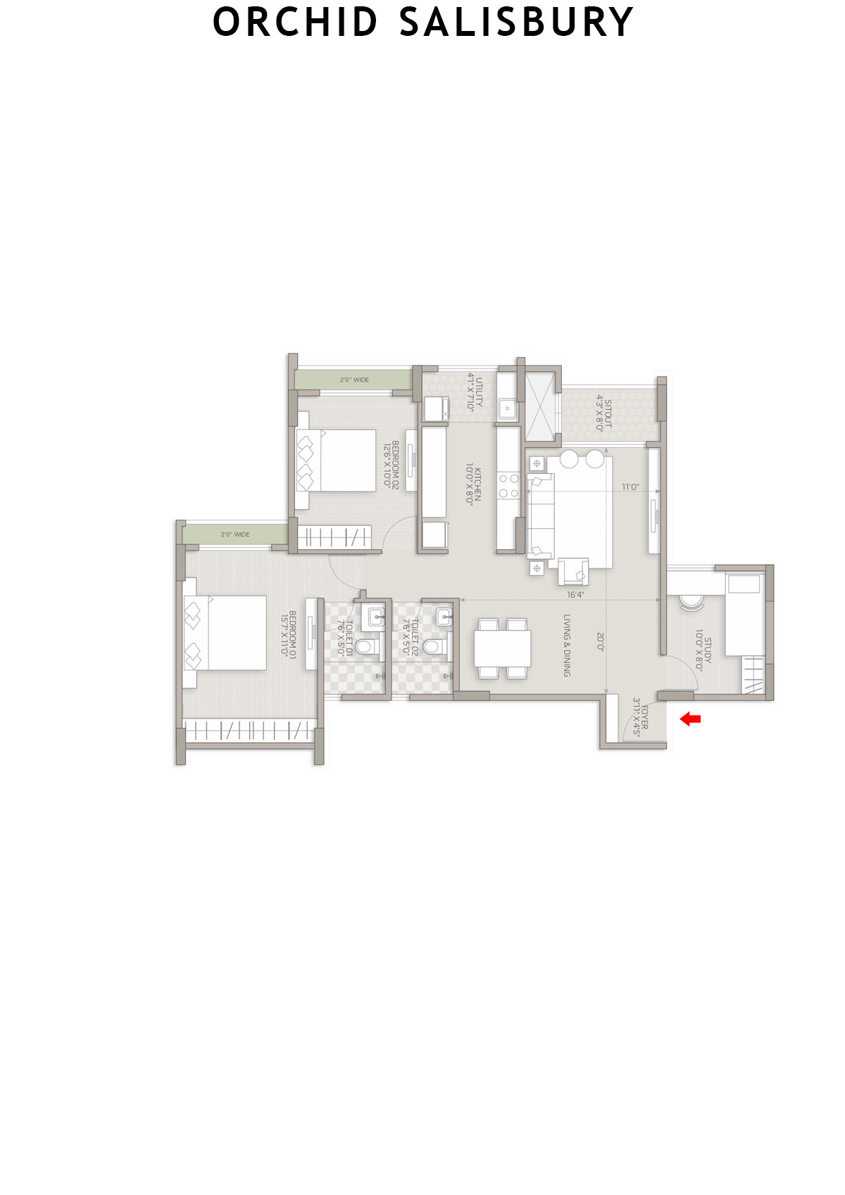 Orchid Salisbury Tower F Unit 6 Floor Plan