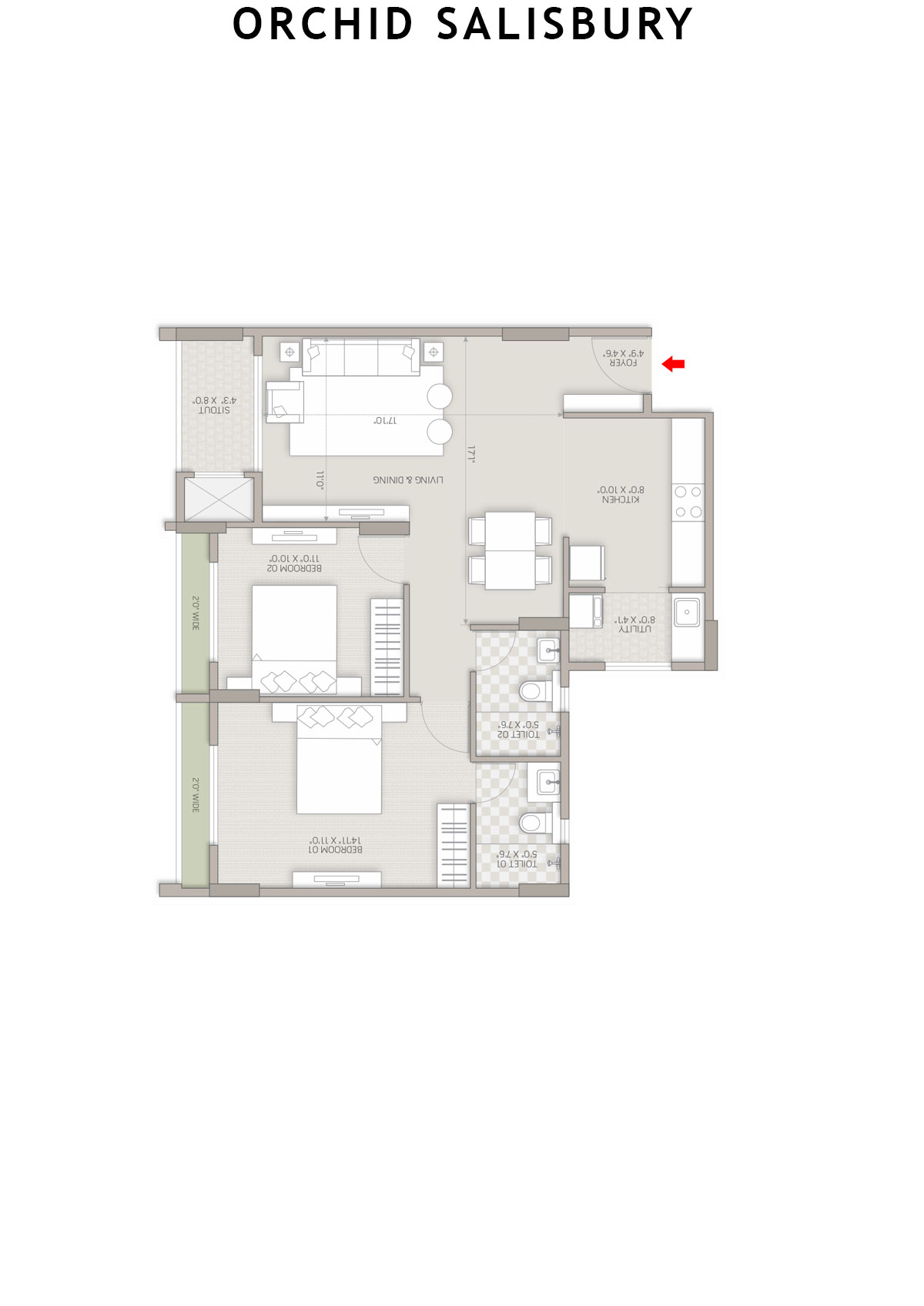 Orchid Salisbury Tower G Unit 3 Floor Plan