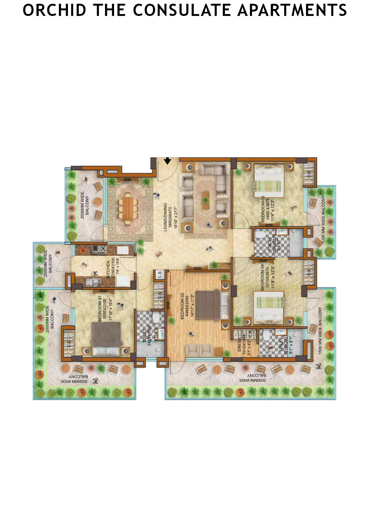Orchid The Consulate Apartments Tower A Unit 3 Floor Plan