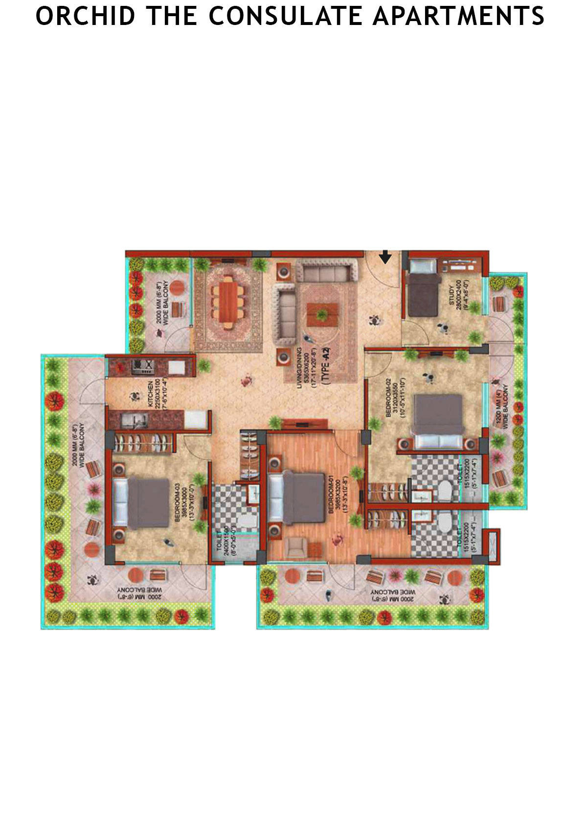 Orchid The Consulate Apartments Tower B Unit 3 Floor Plan