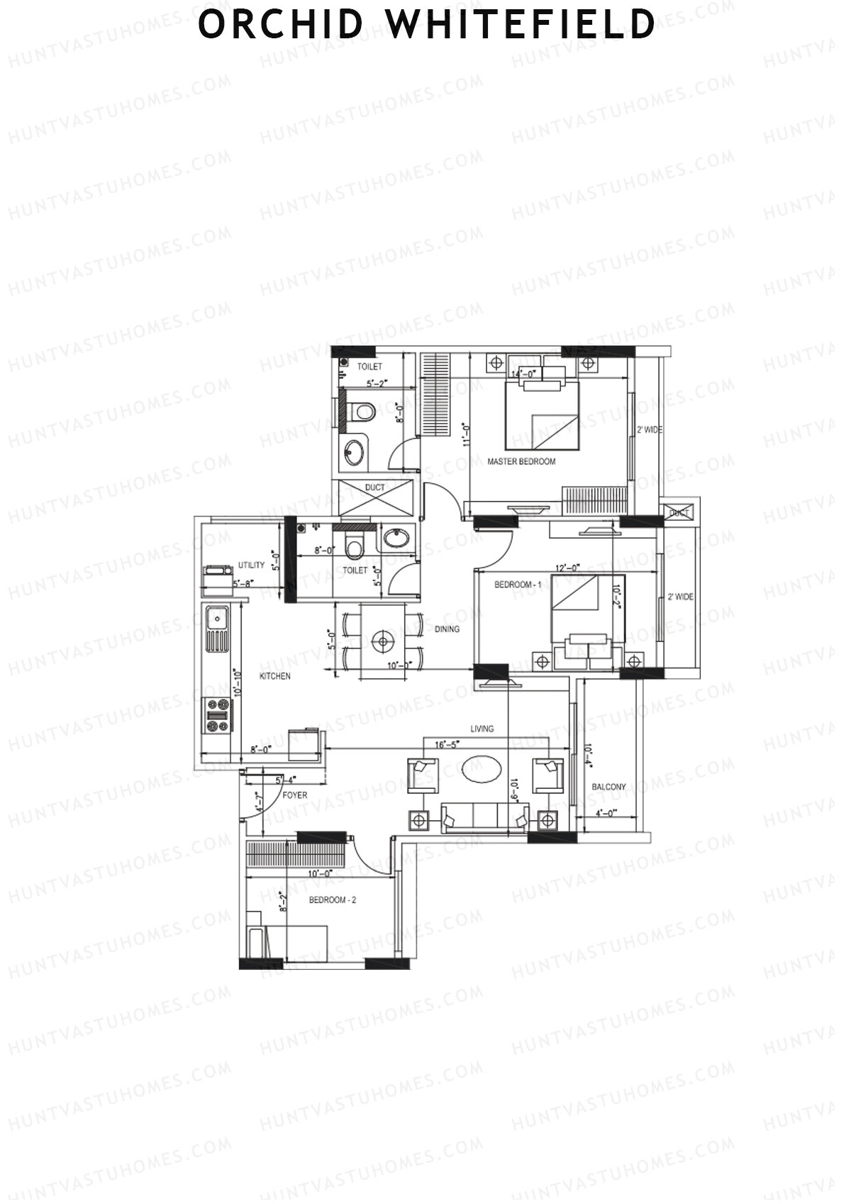 Orchid Whitefield Block B Unit 1 Floor Plan