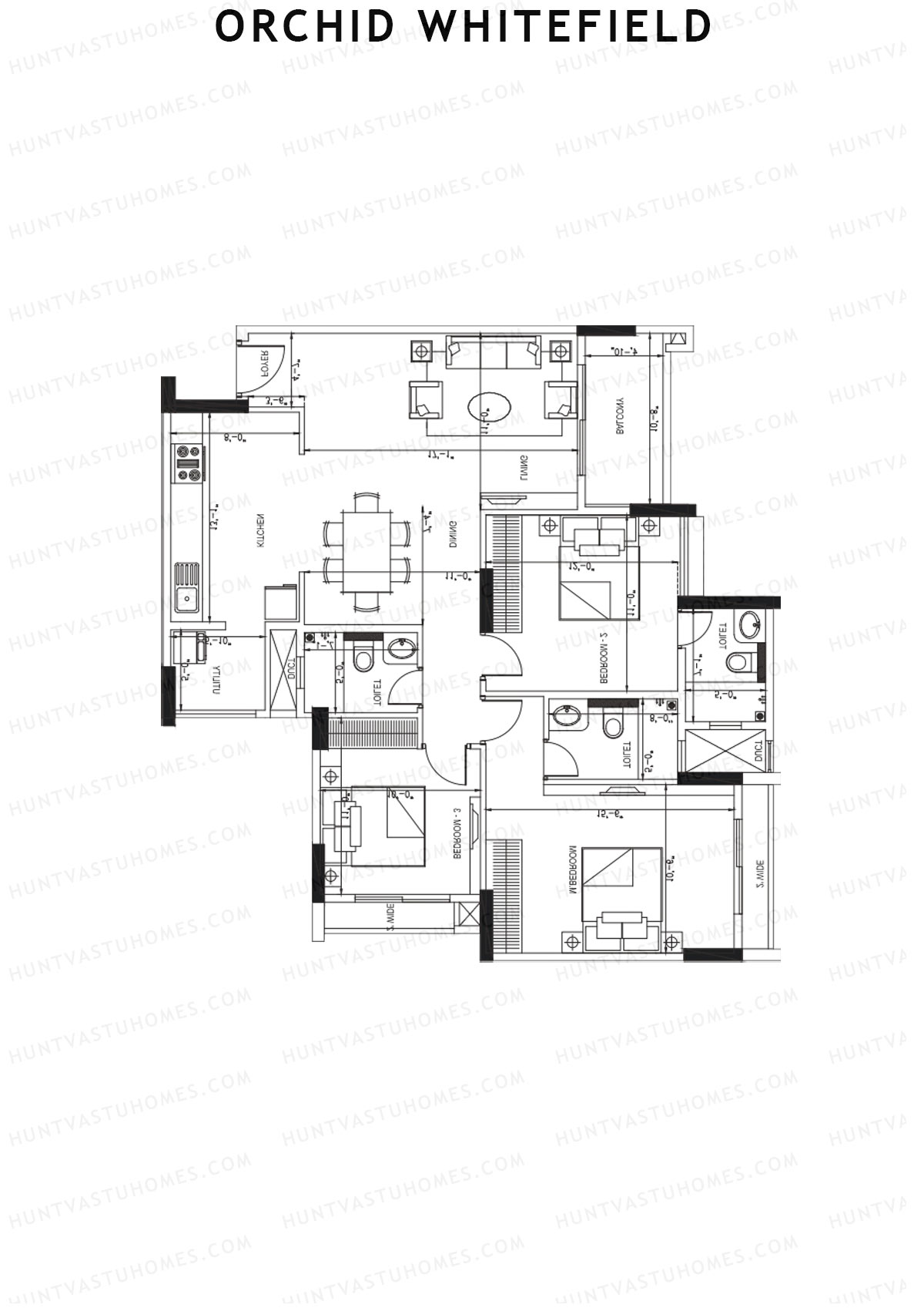 Orchid Whitefield Block B Unit 3 Floor Plan