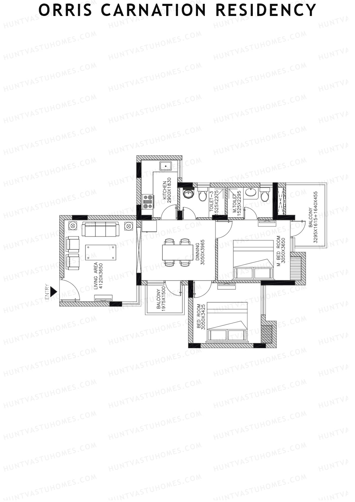 Orris Carnation Residency Tower 2D Unit 1 Floor Plan