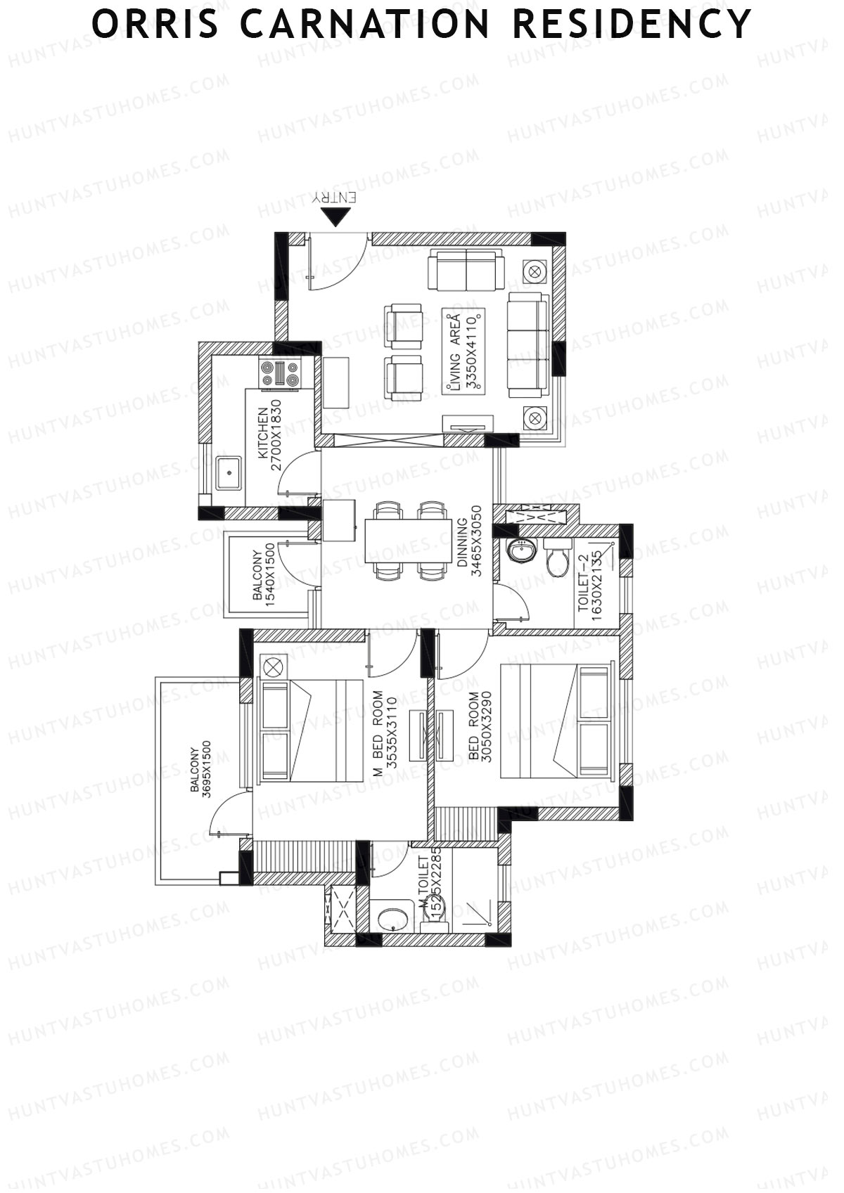 Orris Carnation Residency Tower 2D Unit 2 Floor Plan