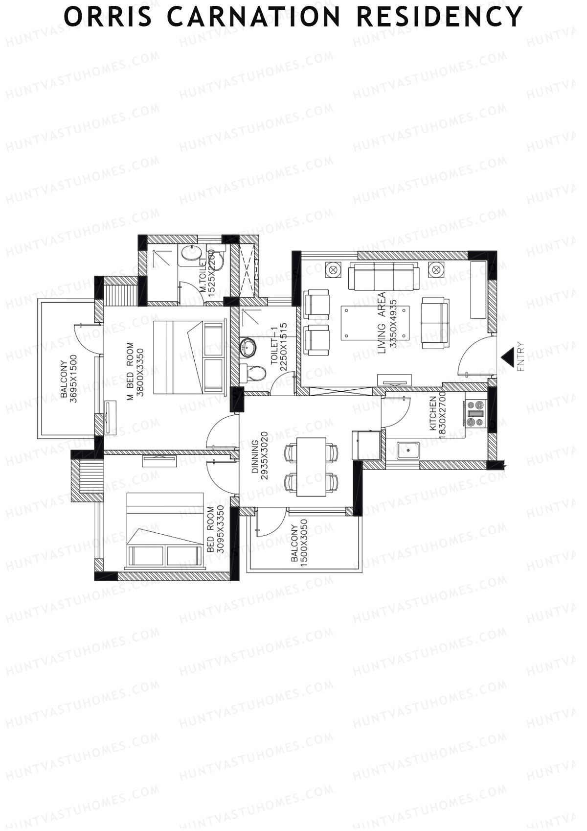 Orris Carnation Residency Tower 2D Unit 3 Floor Plan