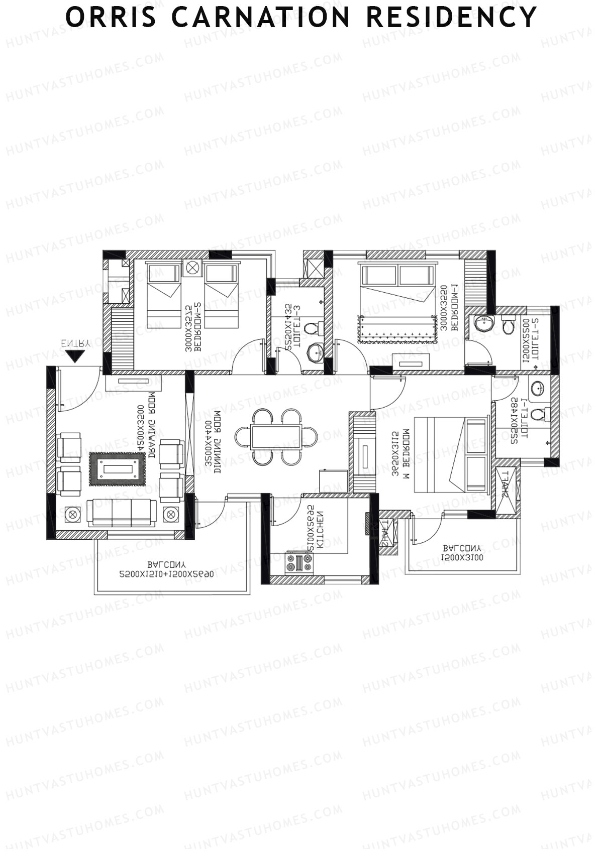 Orris Carnation Residency Tower 3B Unit 1 Floor Plan