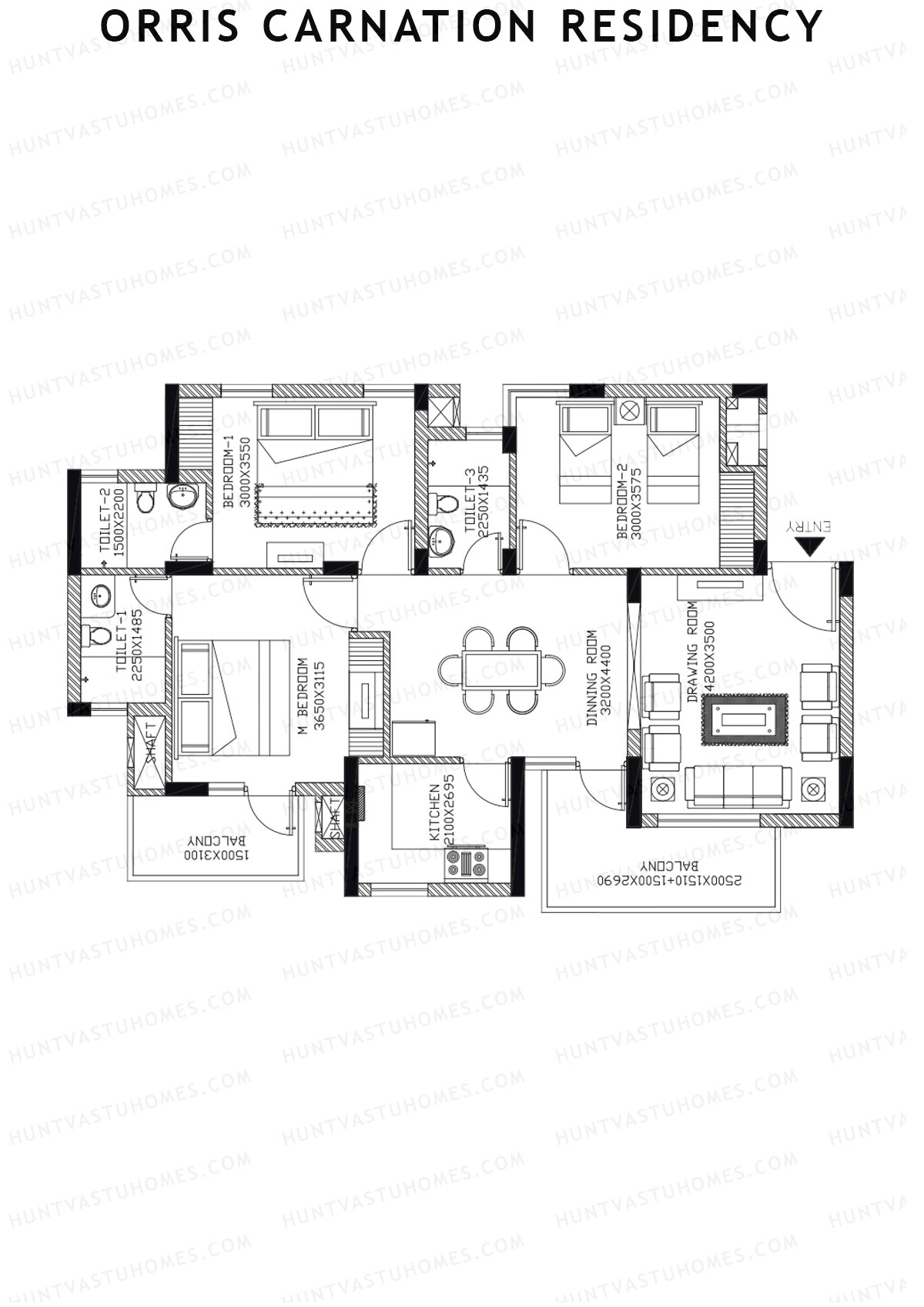 Orris Carnation Residency Tower 3B Unit 2 Floor Plan