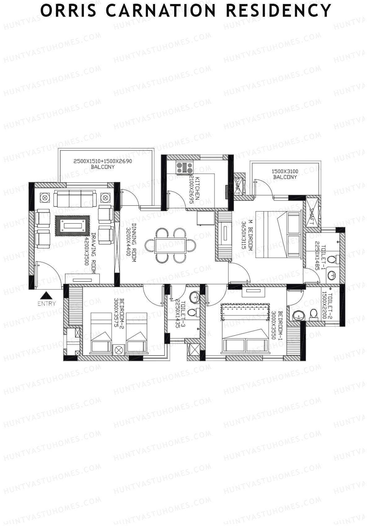 Orris Carnation Residency Tower 3B Unit 4 Floor Plan