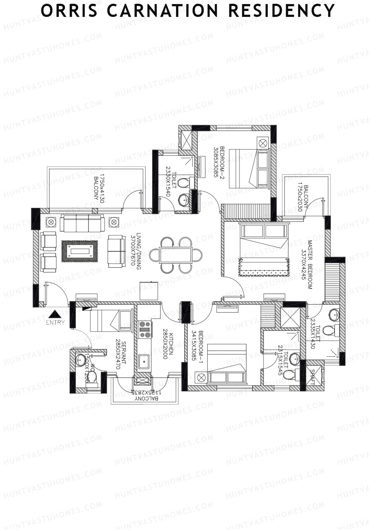 Orris Carnation Residency Tower 3E Unit 4 Floor Plan