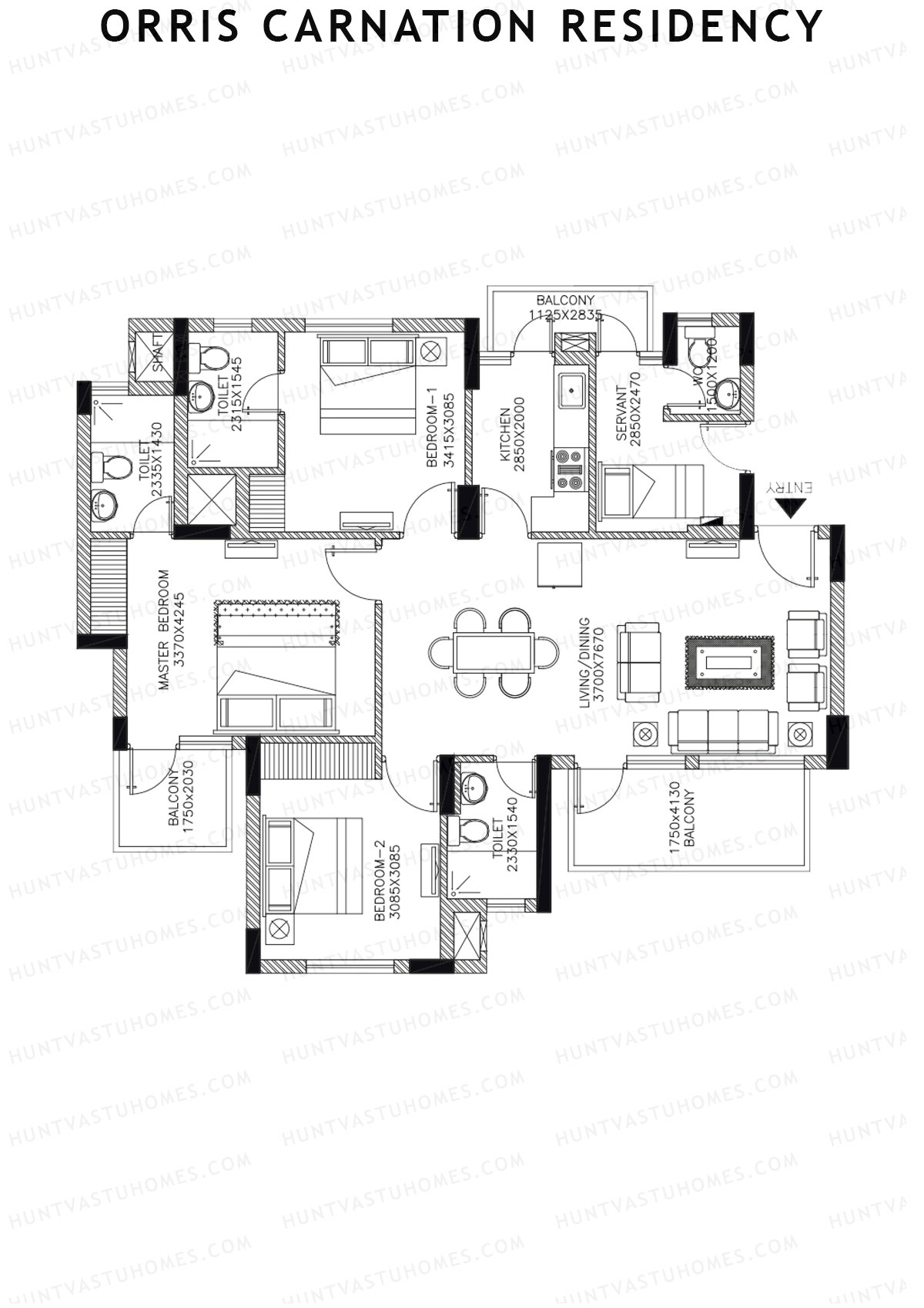 Orris Carnation Residency Tower 3F Unit 2 Floor Plan