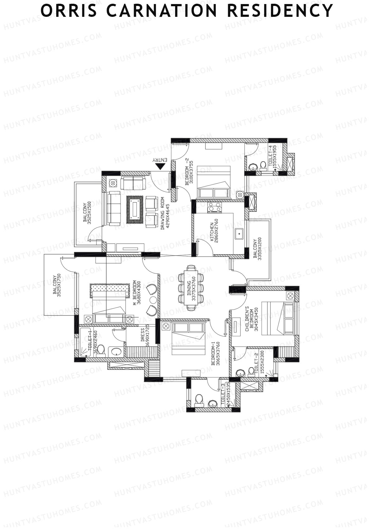Orris Carnation Residency Tower 4B Unit 1 Floor Plan
