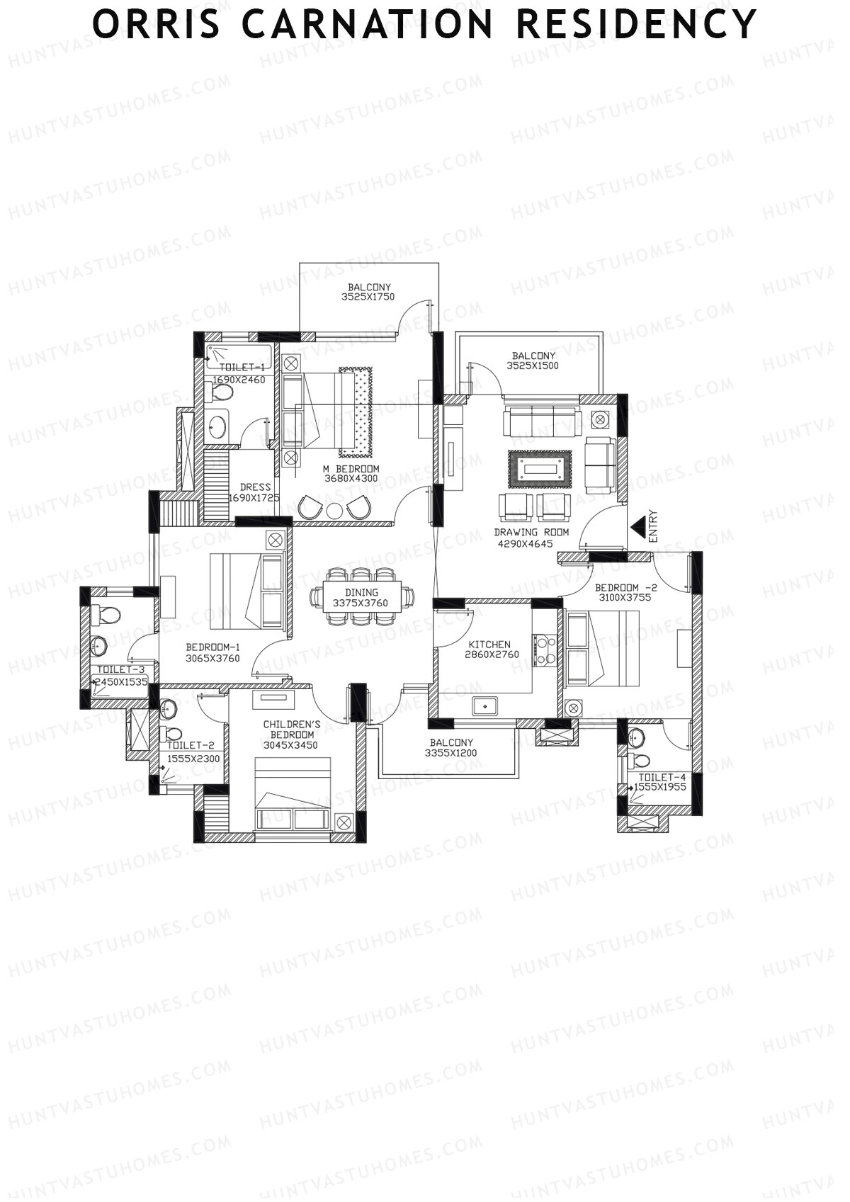 Orris Carnation Residency Tower 4D Unit 1 Floor Plan