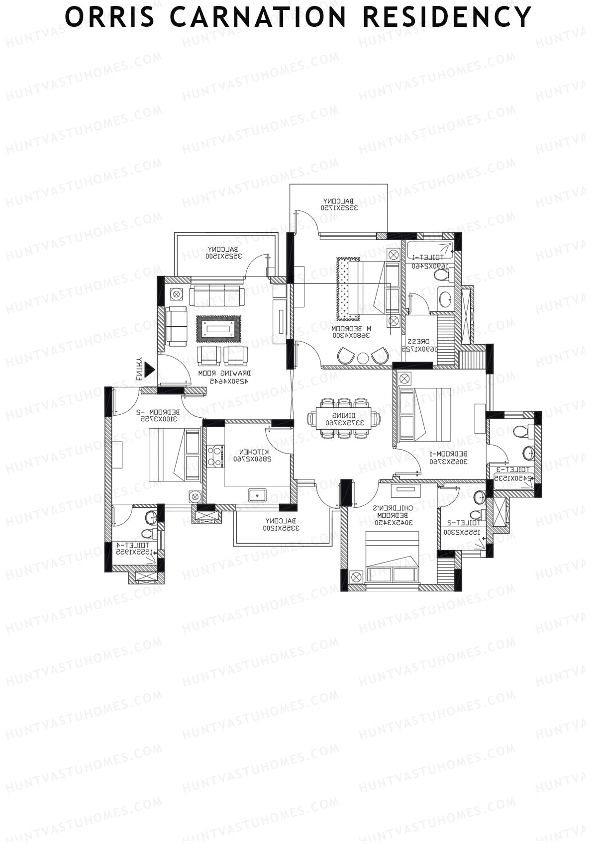 Orris Carnation Residency Tower 4D Unit 2 Floor Plan