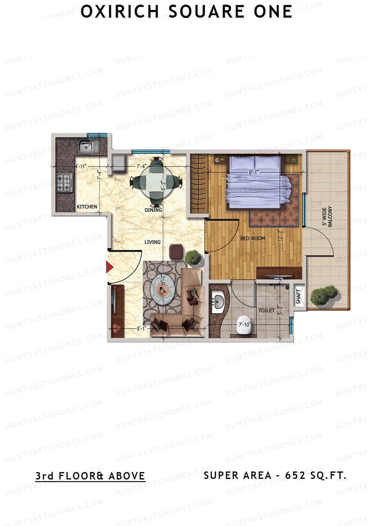 Oxirich Square One Tower 5 Unit 5 Floor Plan