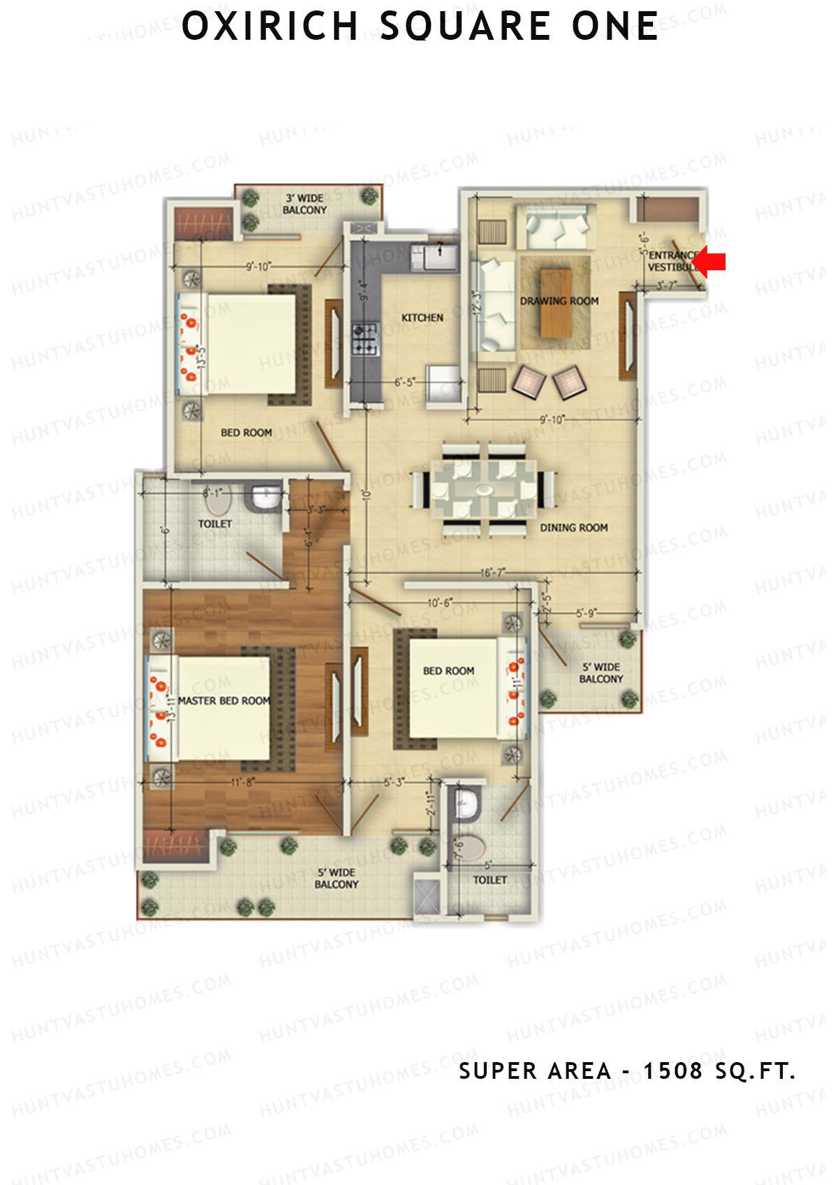 Oxirich Square One Tower 6 Unit 3 Floor Plan