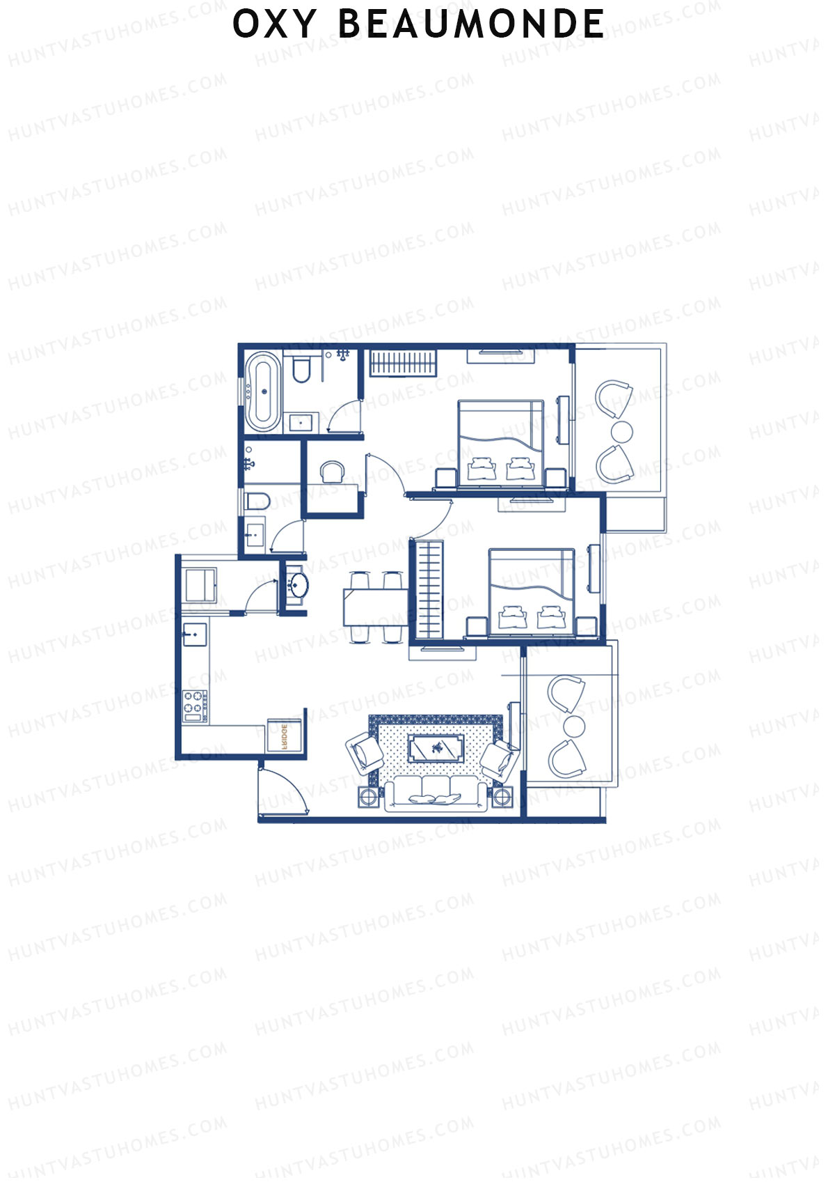 Oxy Beaumonde Wing E Unit 1 Floor Plan