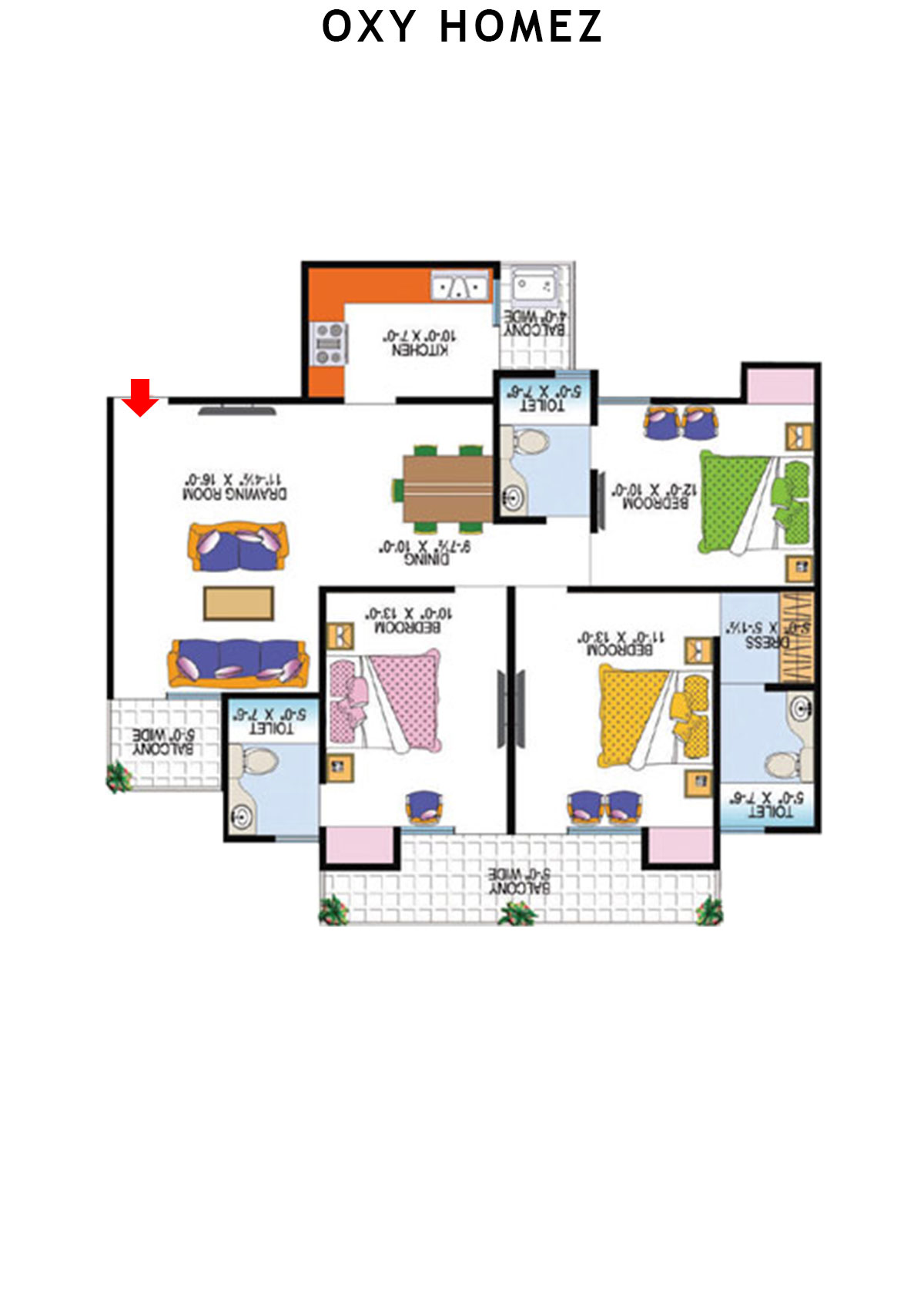 Oxy Homez Block B Unit 6 (Type 5) Floor Plan