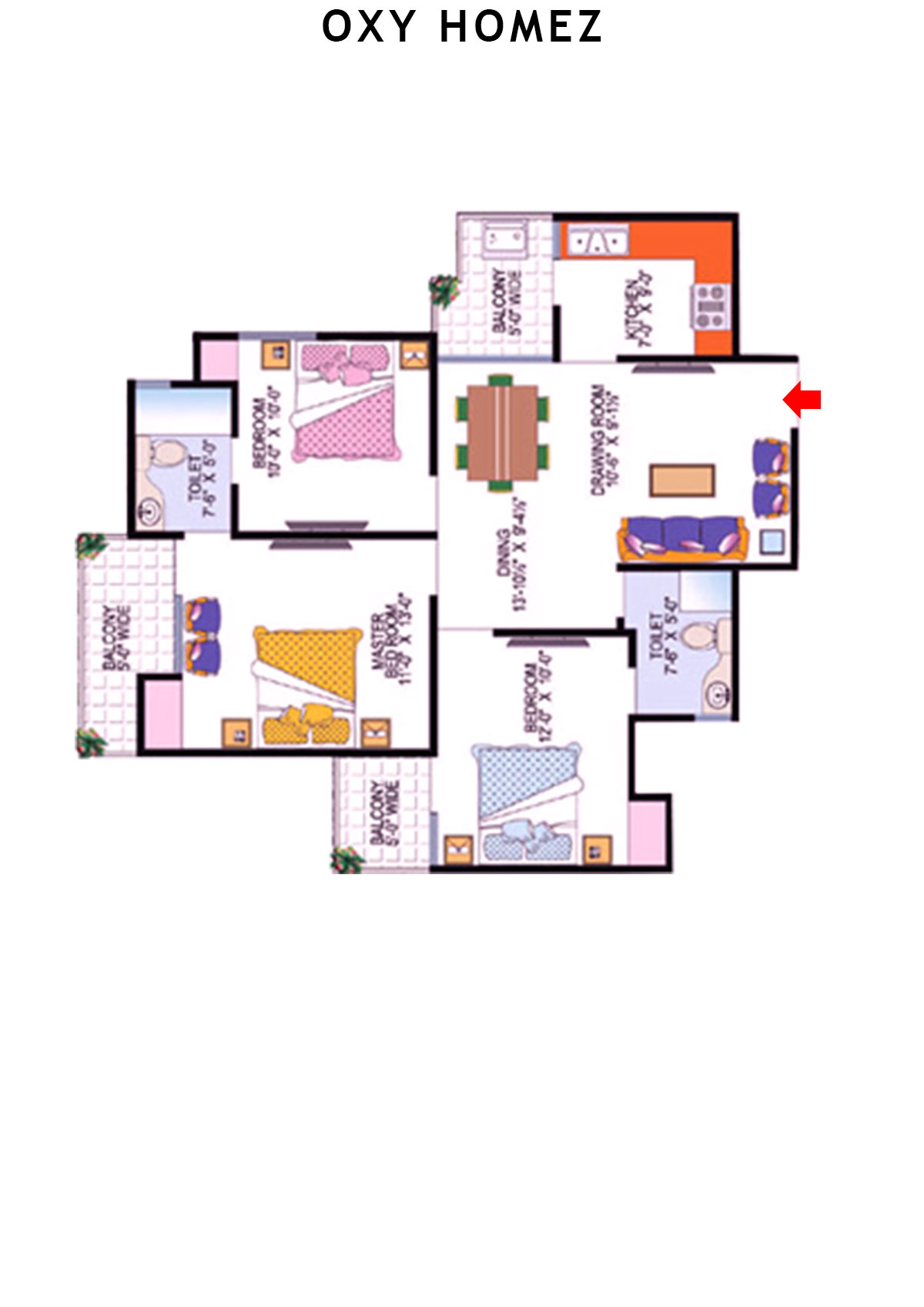 Oxy Homez Block C Unit 2 (Type 4) Floor Plan