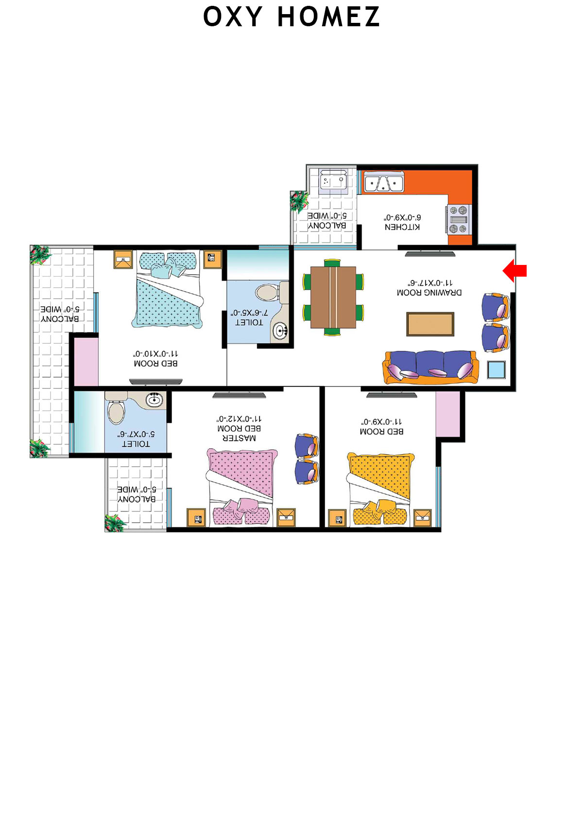 Oxy Homez Block D Unit 2 (Type 3) Floor Plan