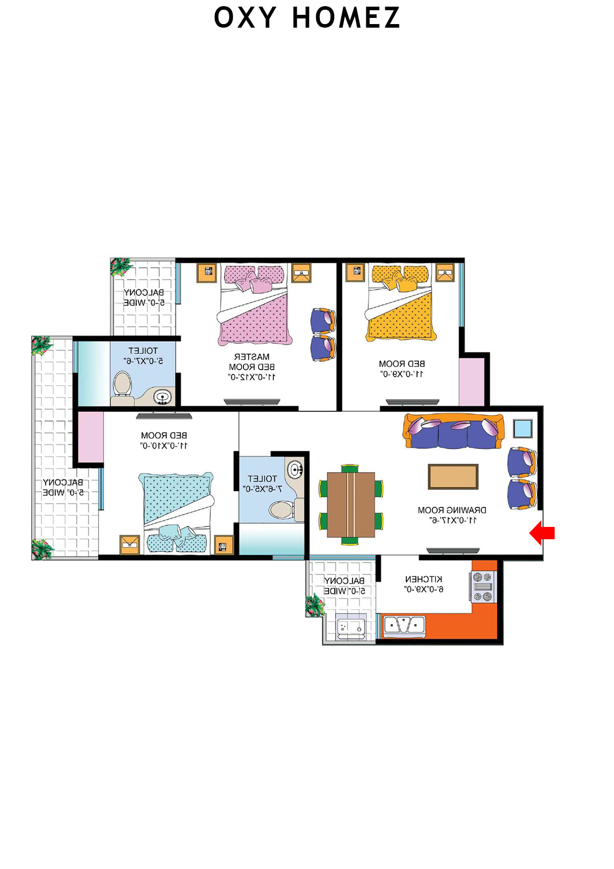 Oxy Homez Block E Unit 3 (Type 3) Floor Plan