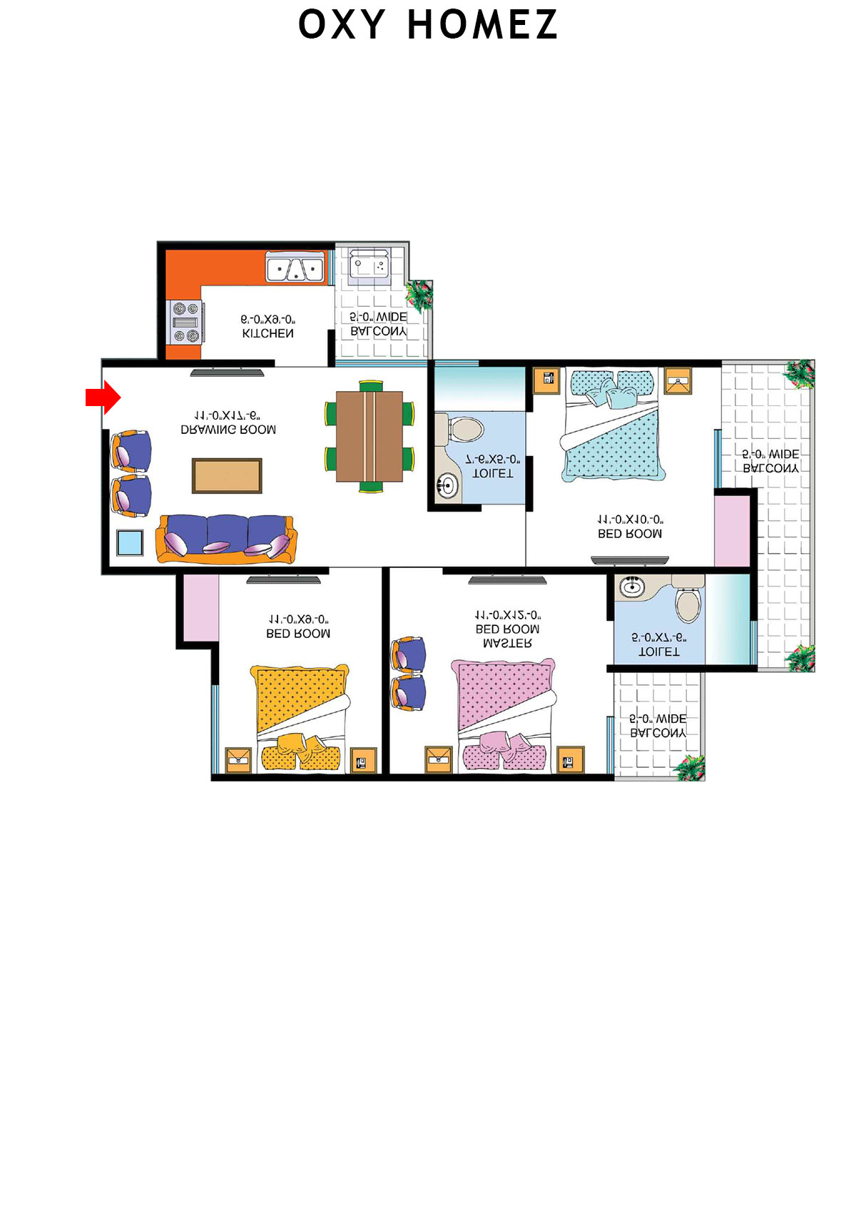 Oxy Homez Block E Unit 7 (Type 3) Floor Plan