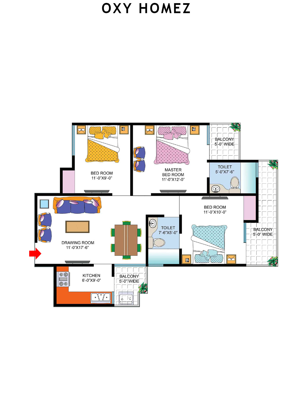Oxy Homez Block E Unit 8 (Type 3) Floor Plan