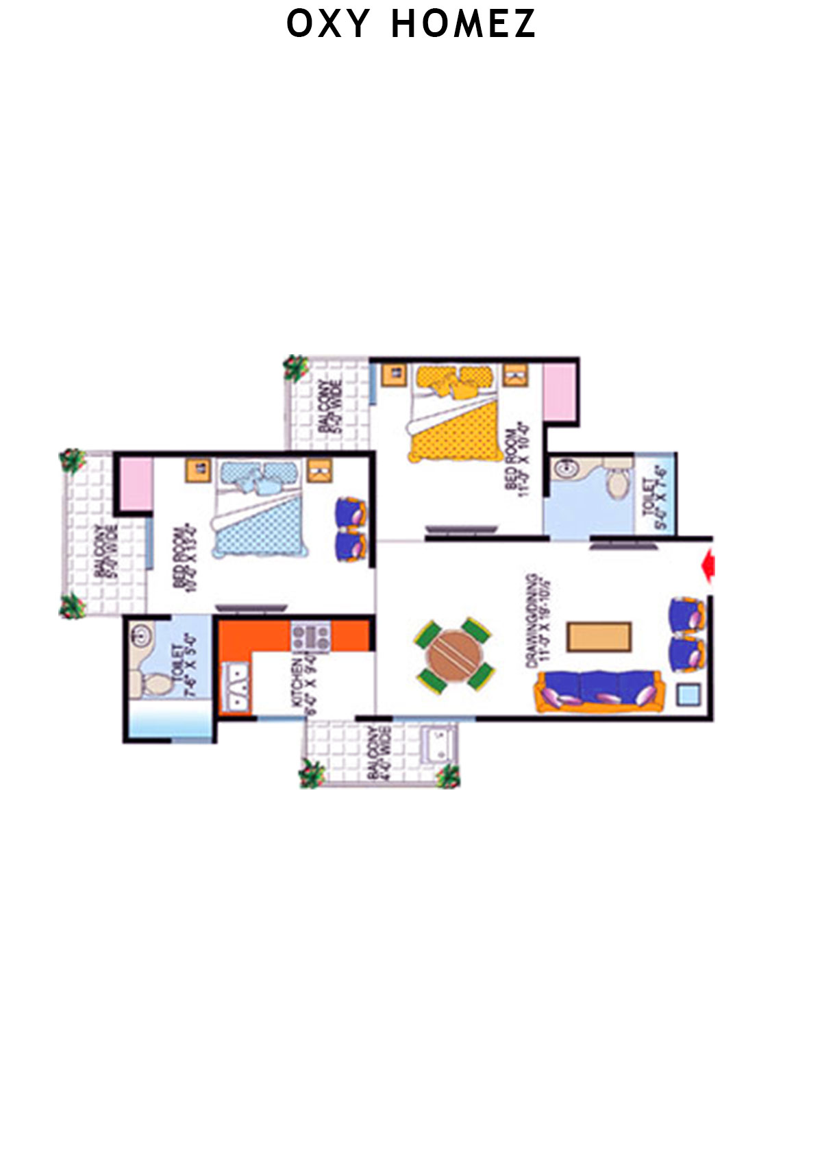 Oxy Homez Block F Unit 2 (Type 2) Floor Plan
