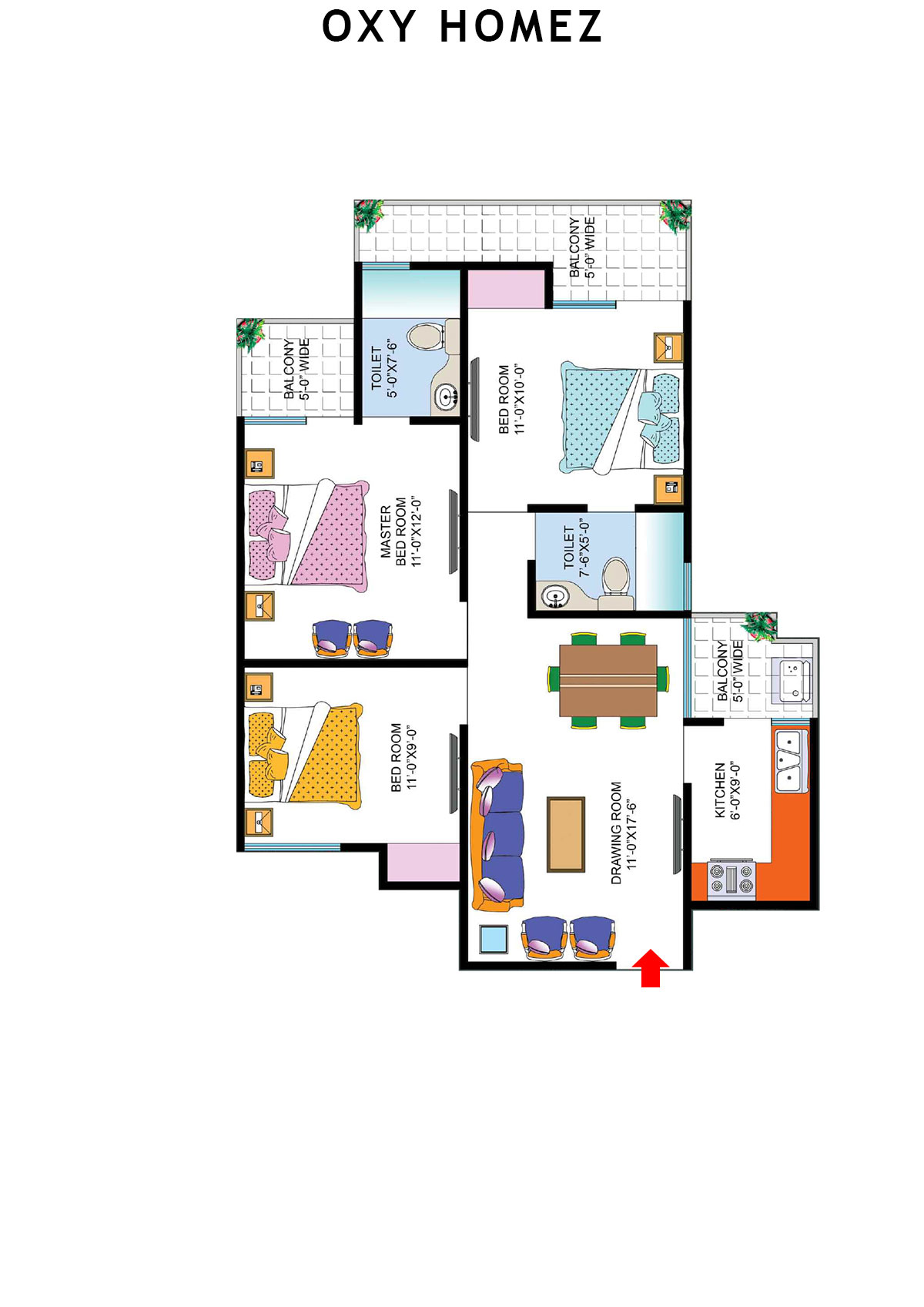 Oxy Homez Block J Unit 1 (Type 3) Floor Plan