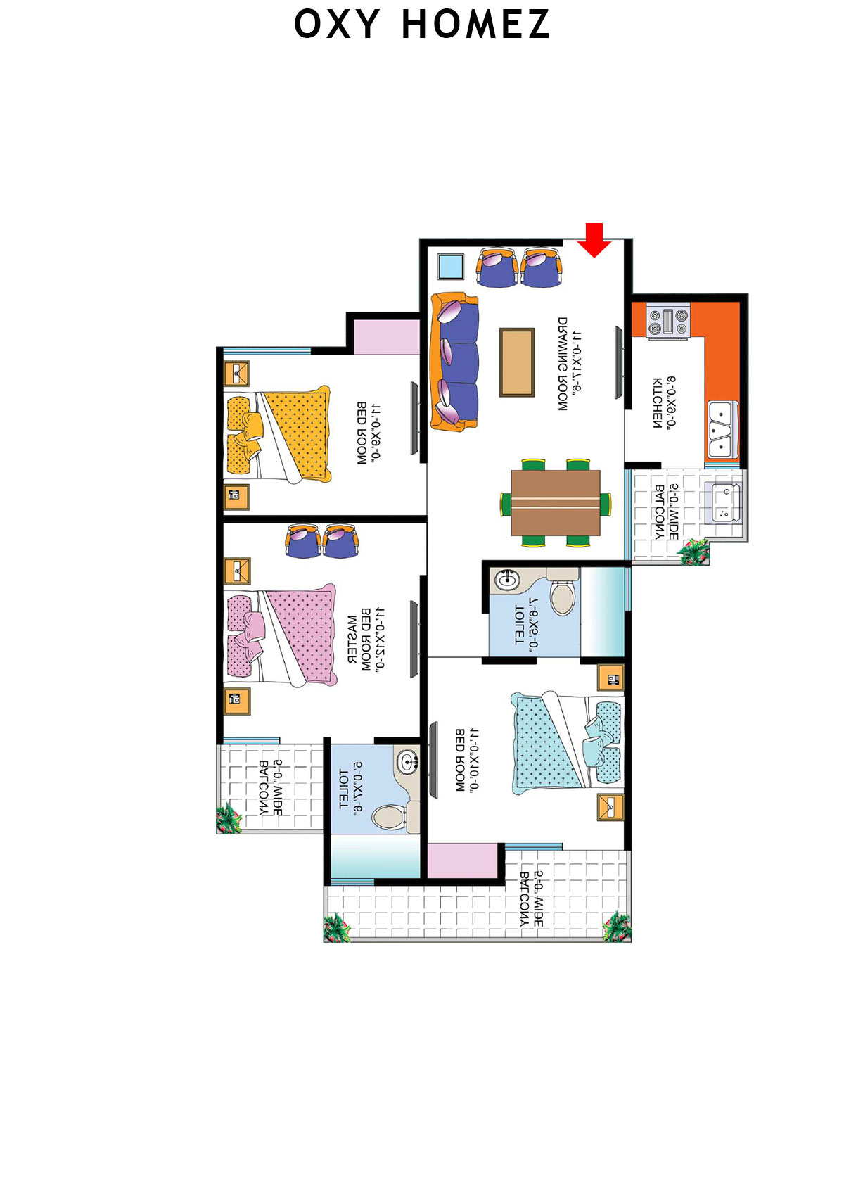 Oxy Homez Block J Unit 8 (Type 3) Floor Plan