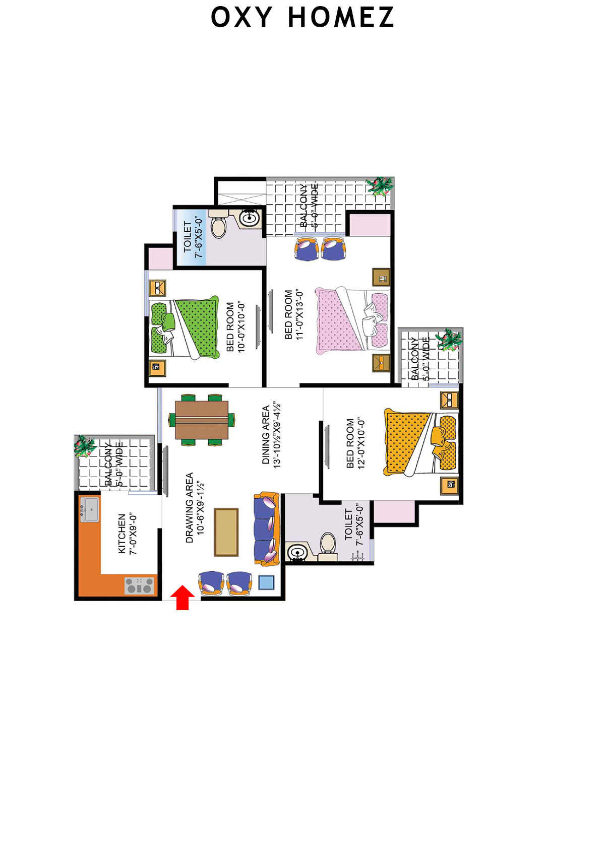 Oxy Homez Block X Unit 2 (Type 9) Floor Plan