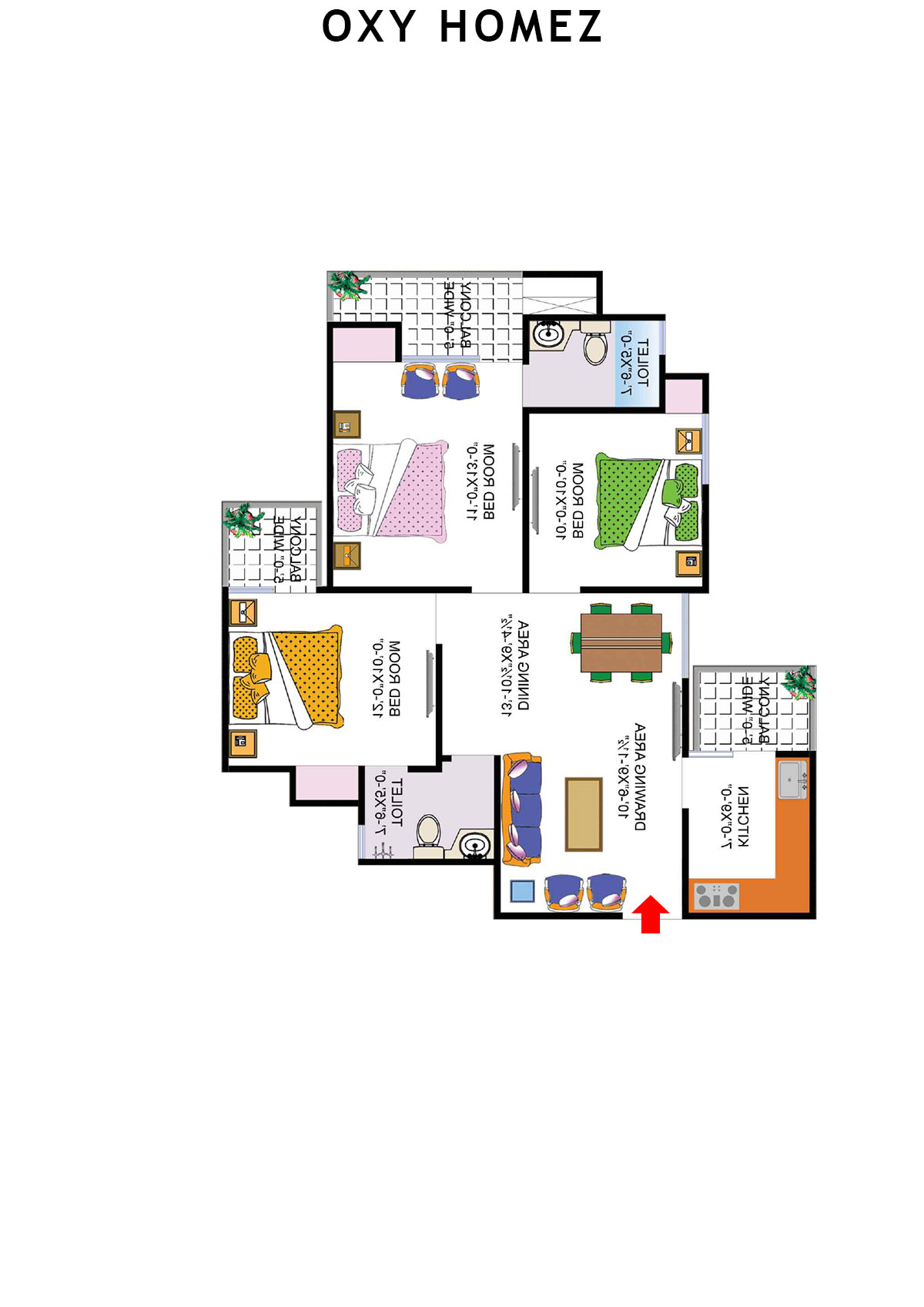 Oxy Homez Block X Unit 3 (Type 9) Floor Plan