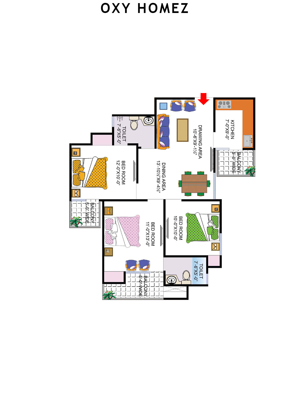 Oxy Homez Block X Unit 6 (Type 7) Floor Plan
