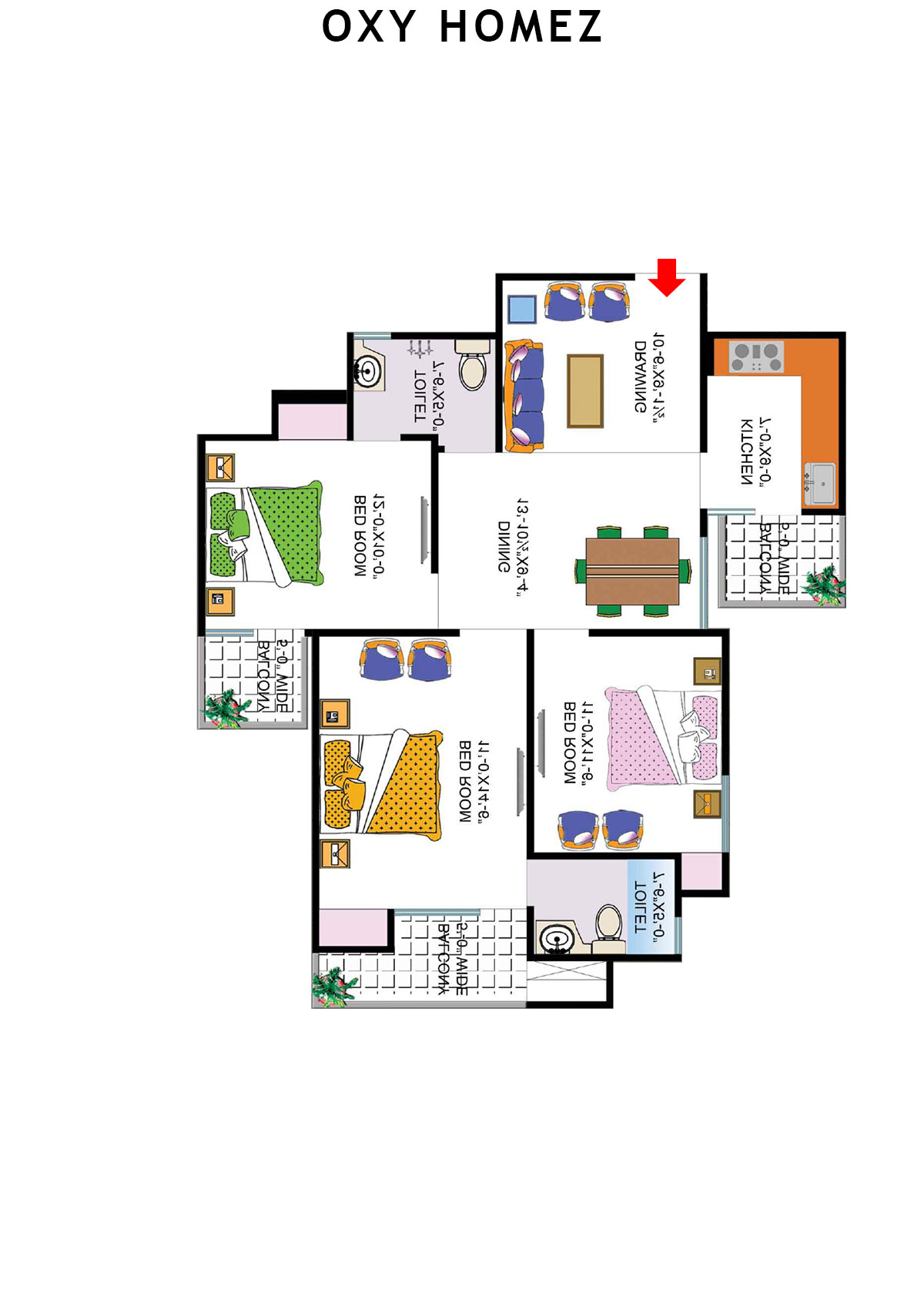 Oxy Homez Block X Unit 8 (Type 8) Floor Plan