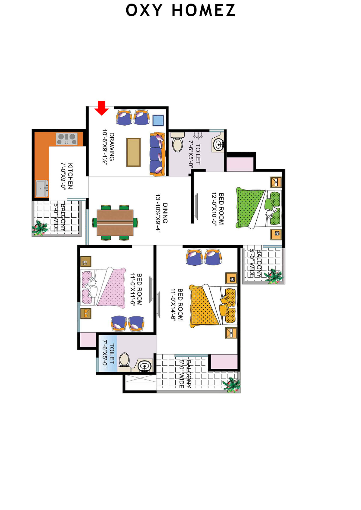 Oxy Homez Block X Unit 9 (Type 8) Floor Plan