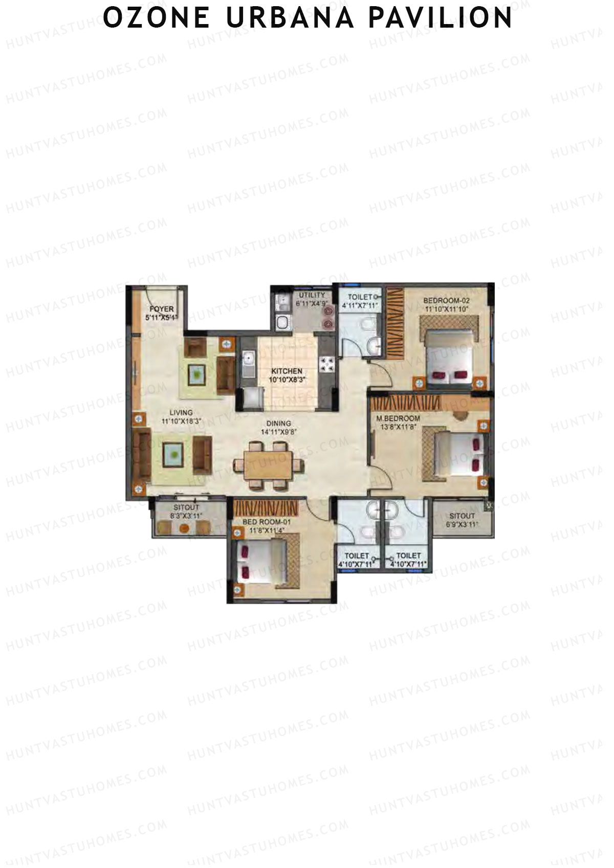 Ozone Urbana Pavilion Tower A Unit 3 Floor Plan