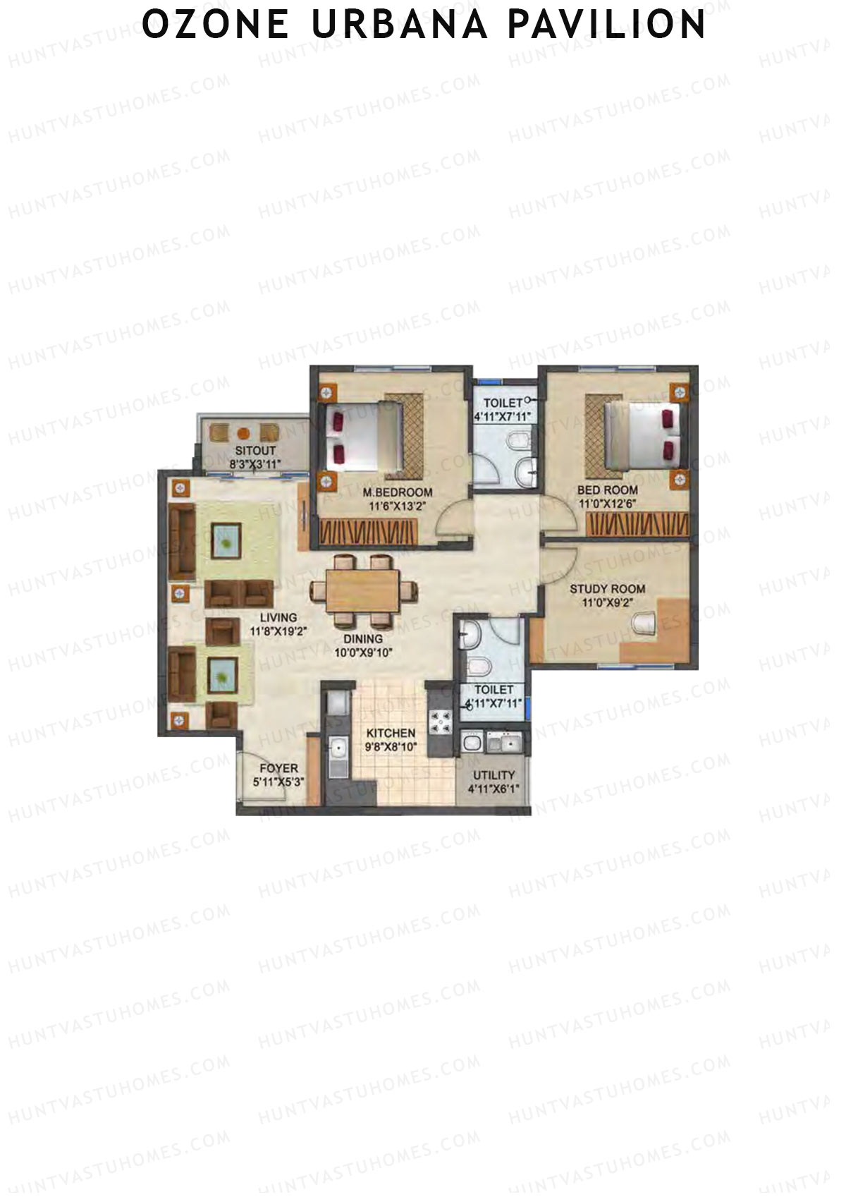 Ozone Urbana Pavilion Tower B Unit 2 Floor Plan
