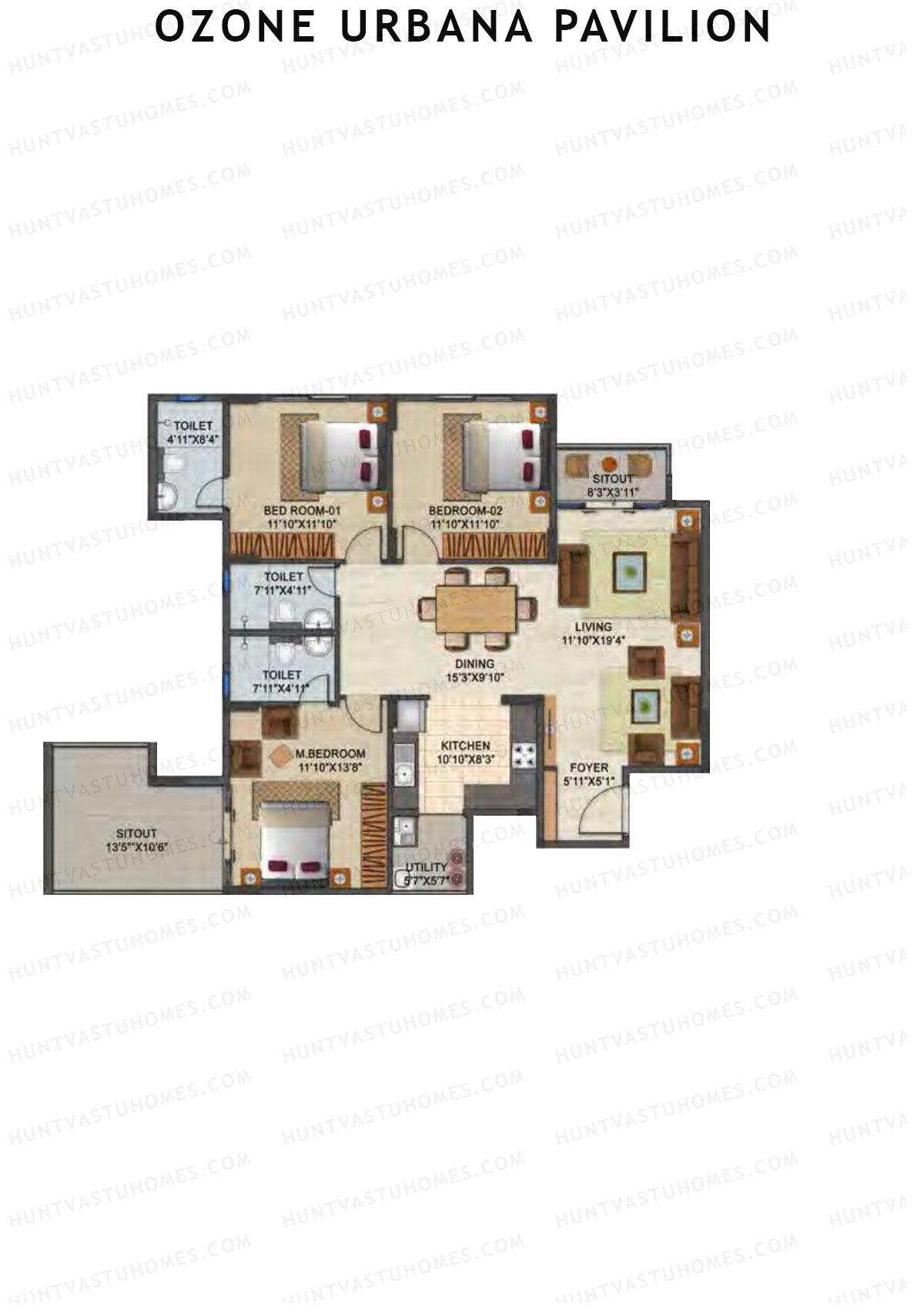 Ozone Urbana Pavilion Tower J Unit 1 Floor Plan