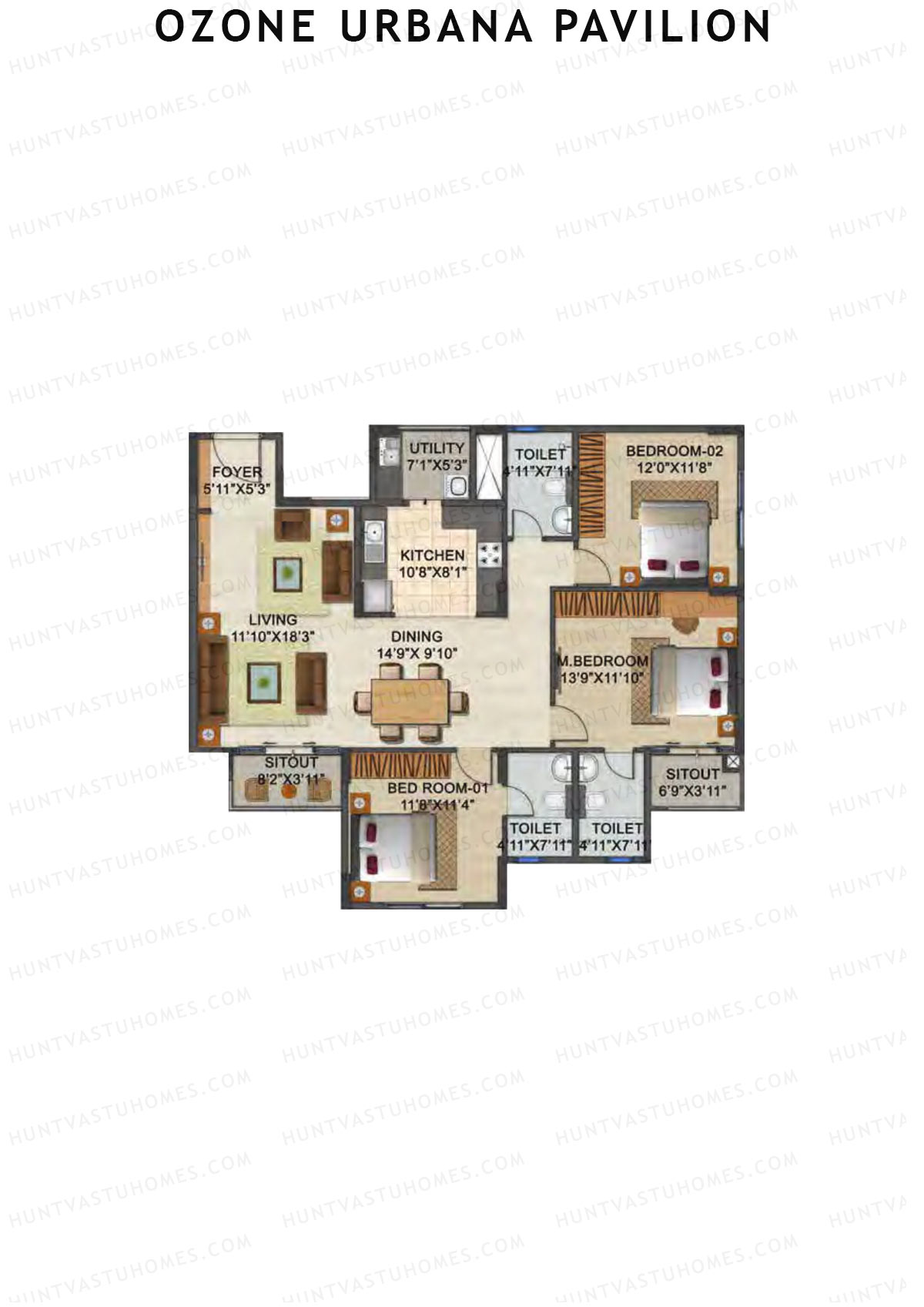 Ozone Urbana Pavilion Tower K Unit 3 Floor Plan