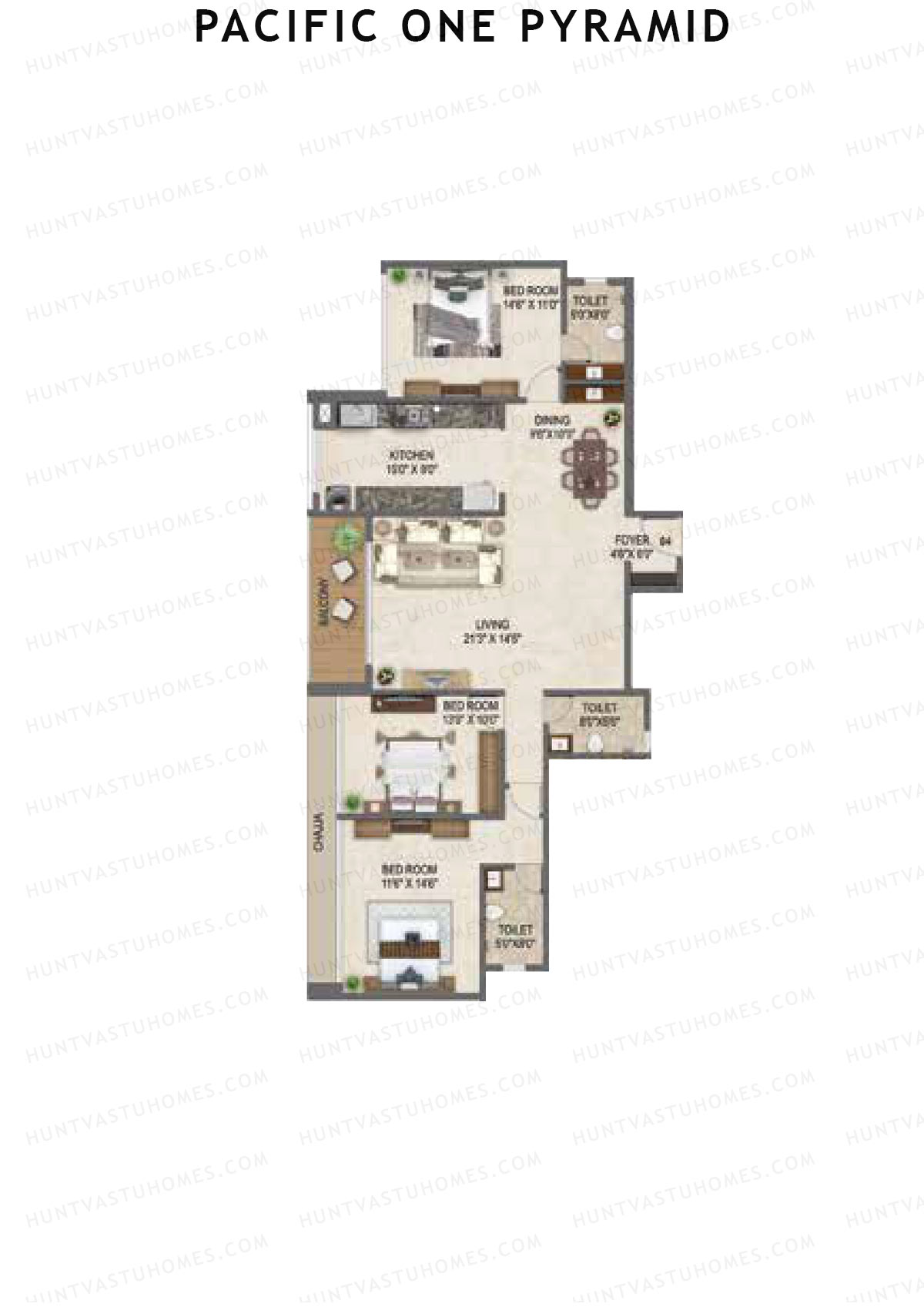 Pacific One Pyramid Tower A Unit 4 Floor Plan